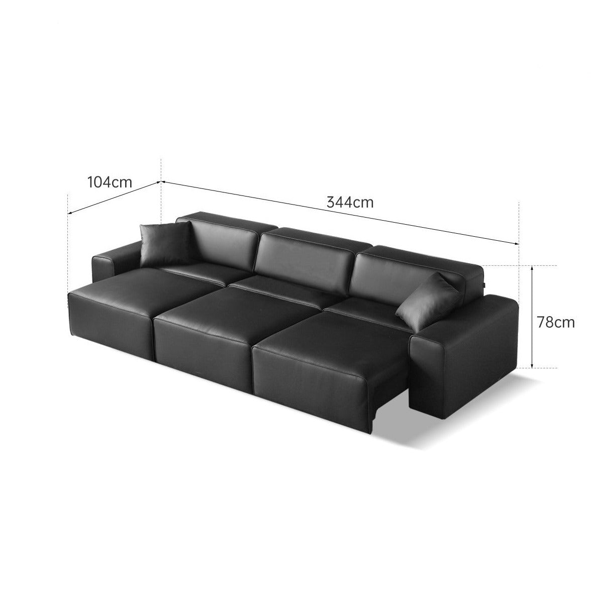 Big Black Bull Electric Sofa Bed organic Leather Art Sofa Retractable Bed+