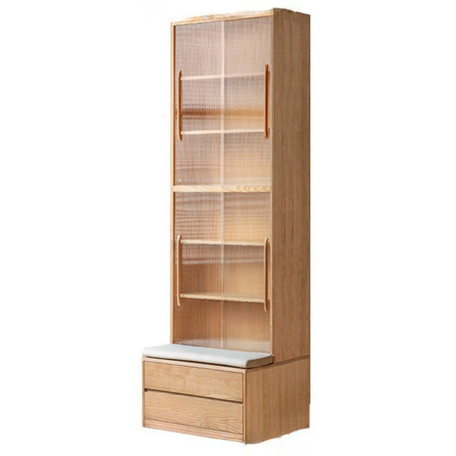 Ash, Oak Solid Wood Modern Combination Bookcase Integrated Card Seat