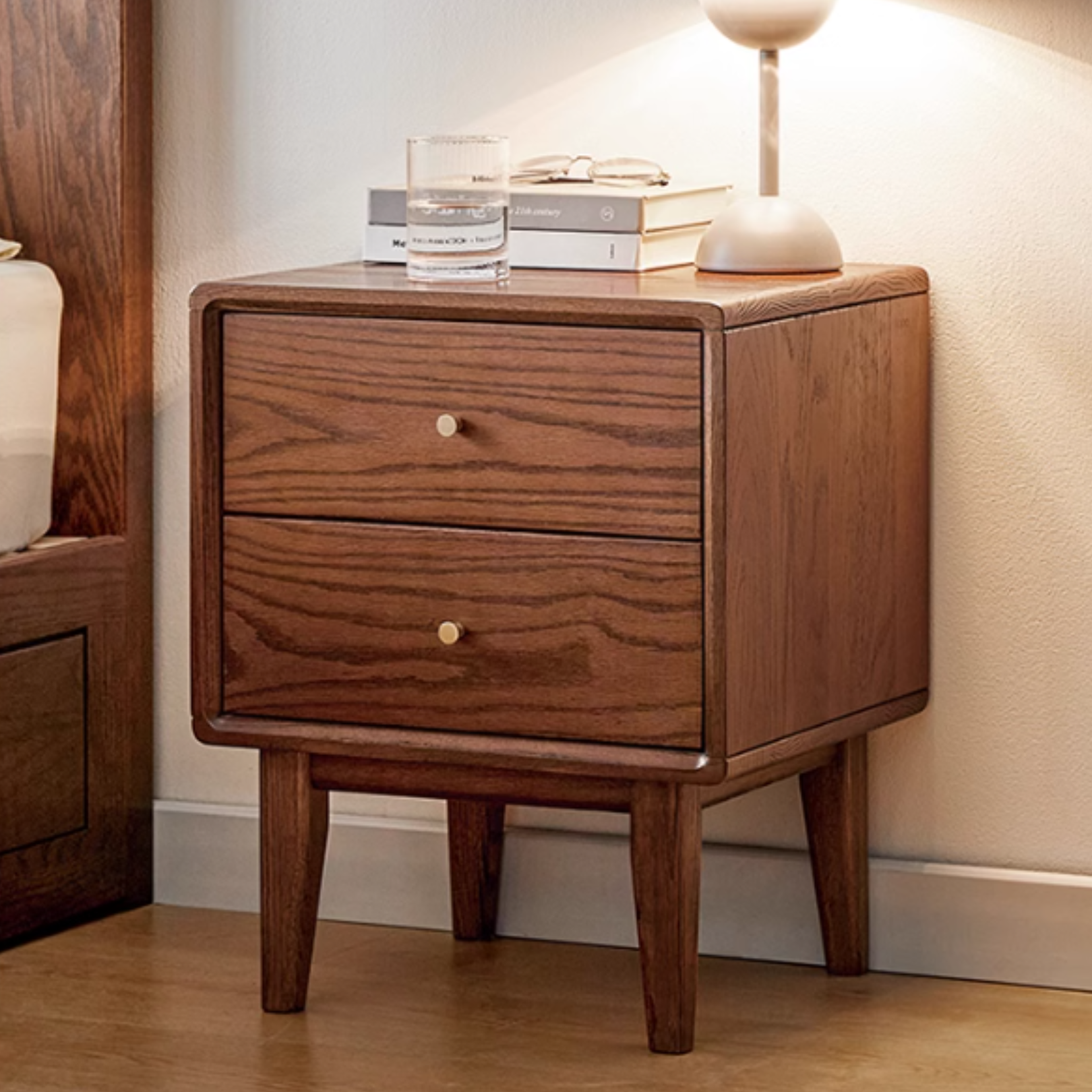 Oak solid wood Nordic Nightstand.