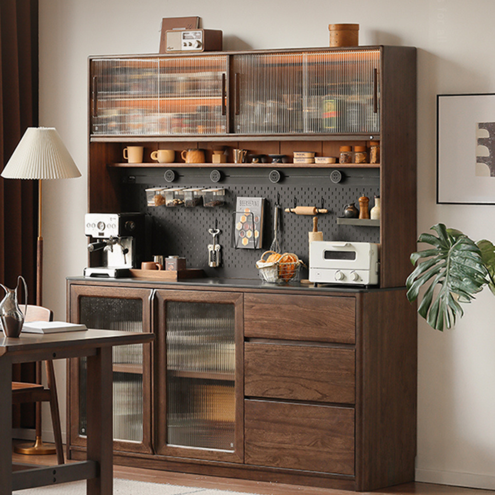 Sandalwood Solid Wood Rock Board Modern Sideboard