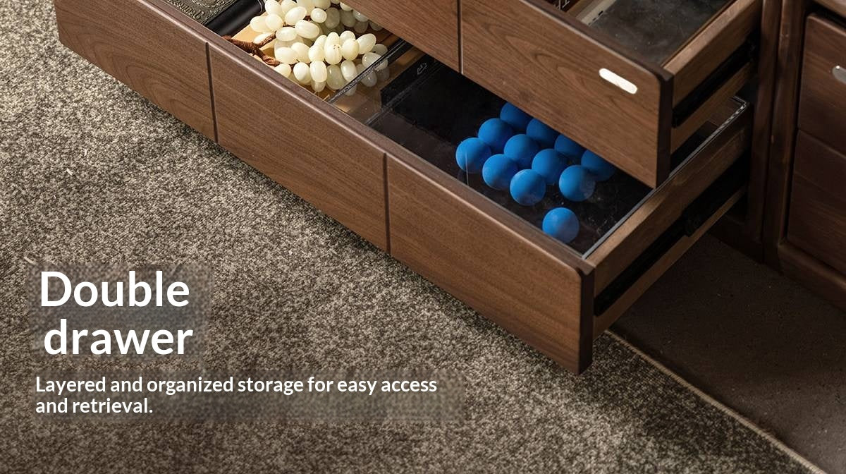 Black Walnut Solid Wood TV Cabinet with Modular Combination and Light Luxury Style