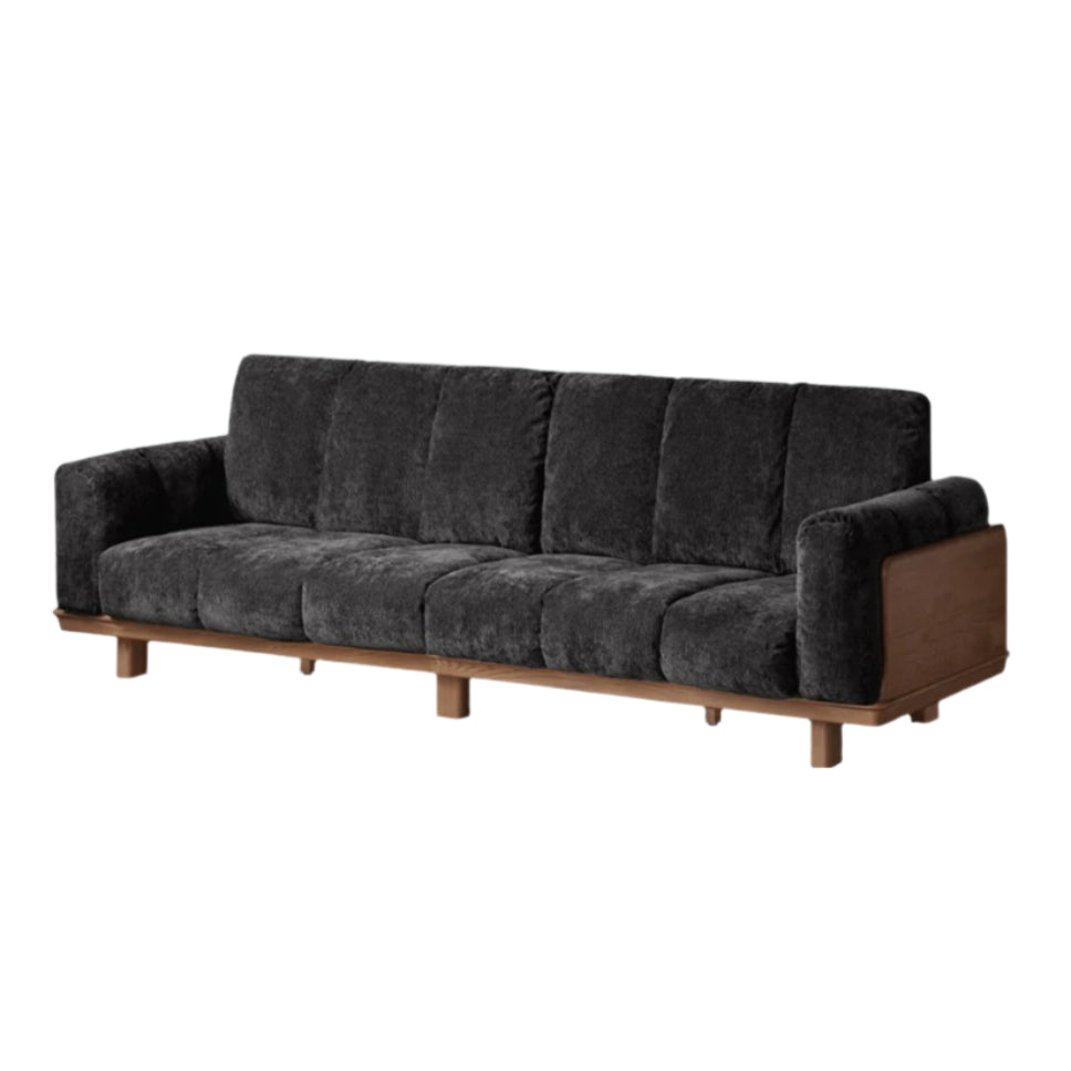 Black Walnut, Ash Solid Wood Modern Down Straight Sofa