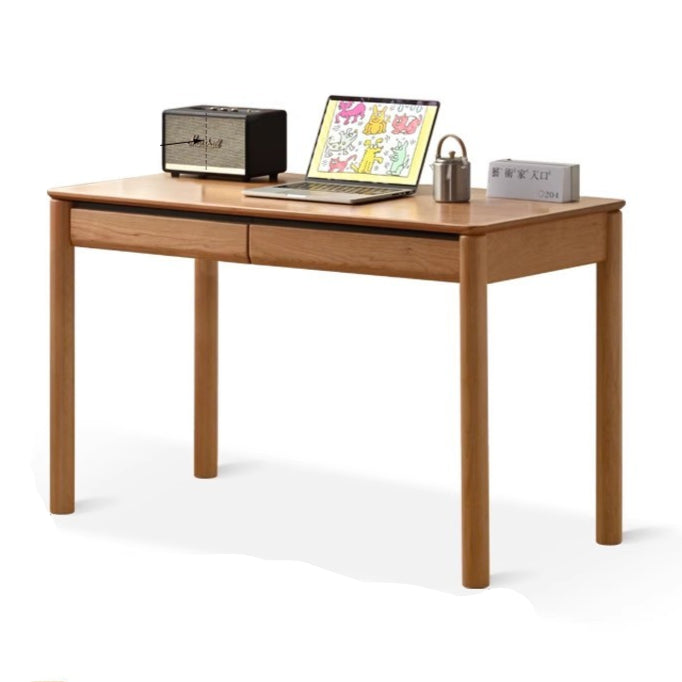 Cherry Solid Wood Retro Study Desk With Drawer