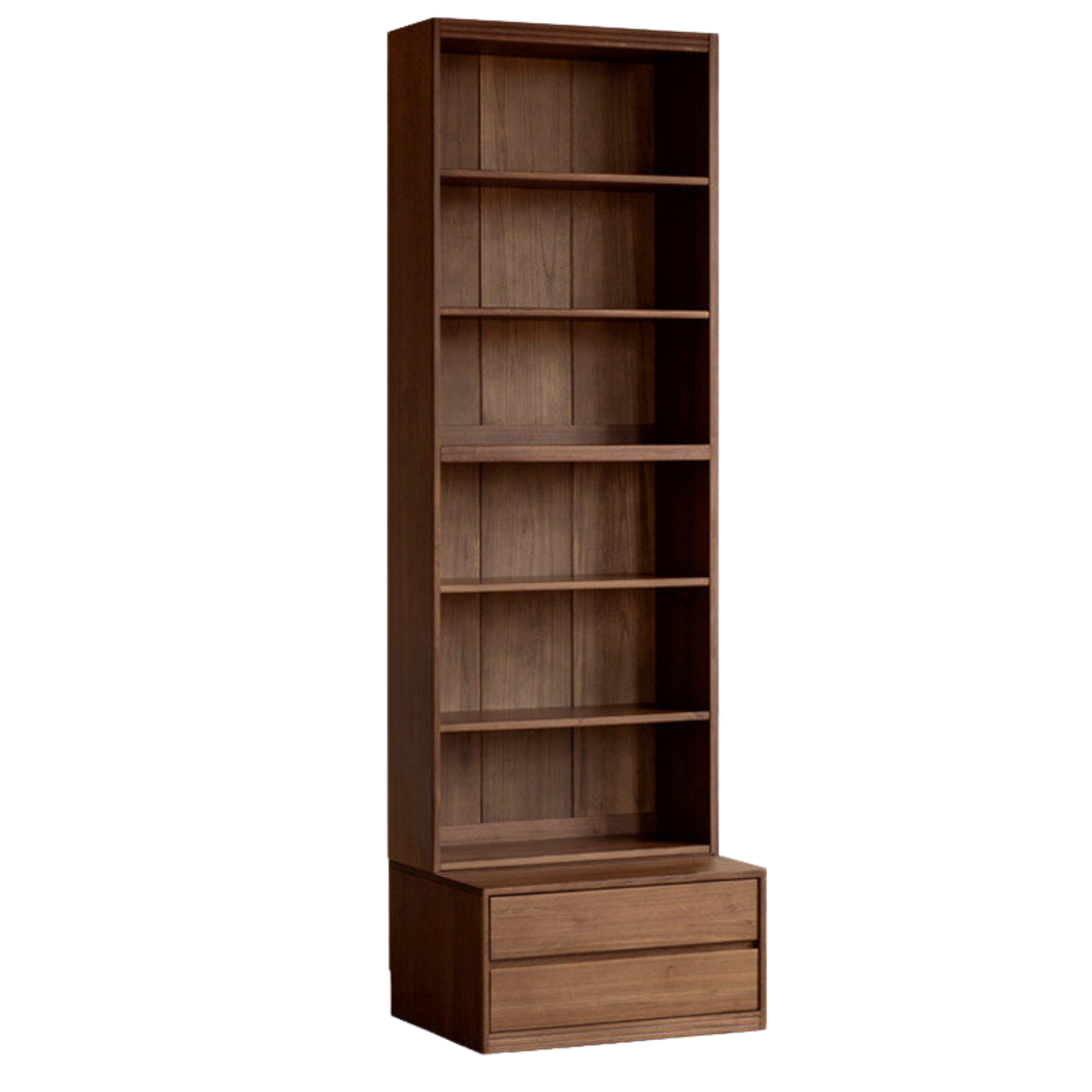Black Walnut, Sandalwood Solid Wood Light Luxury Combined Bookshelf With Seat