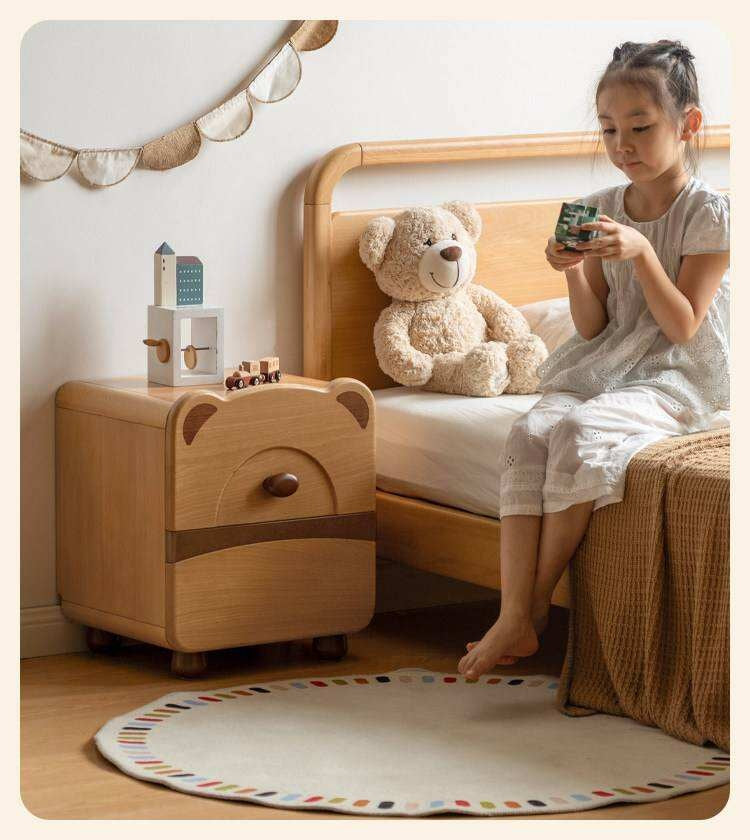 Beech Solid Wood Children s Cartoon Bear Nightstand