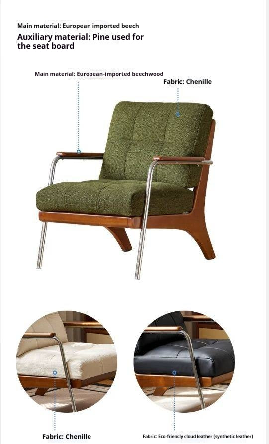 Beech Solid Wood Mid Century Modern Lounge Chair Bauhaus Style Accent Armchair