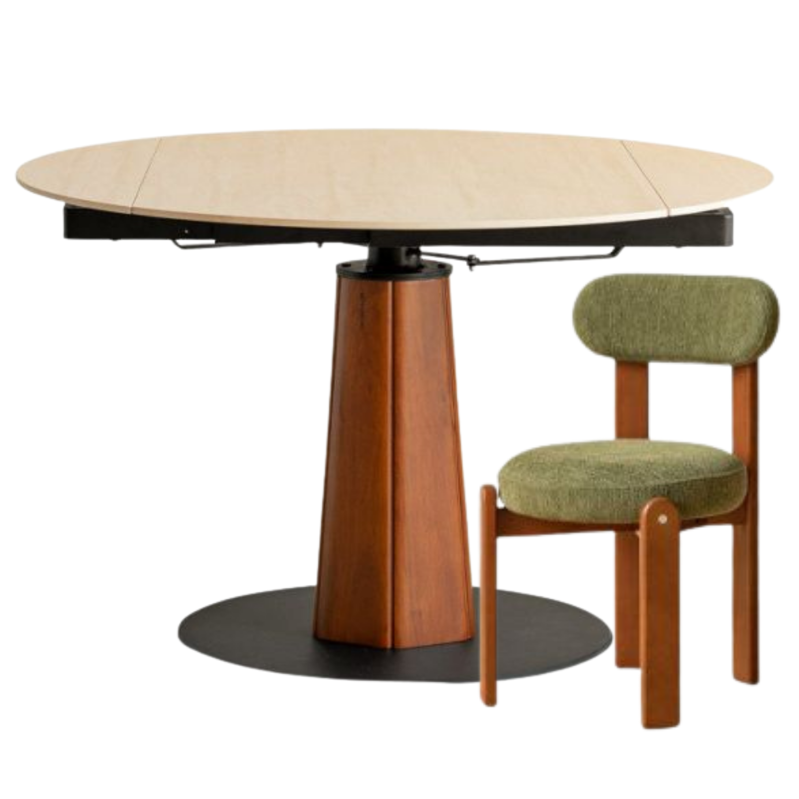 Tulipwood Solid Wood Rock Plate Round Table with Folding Feature