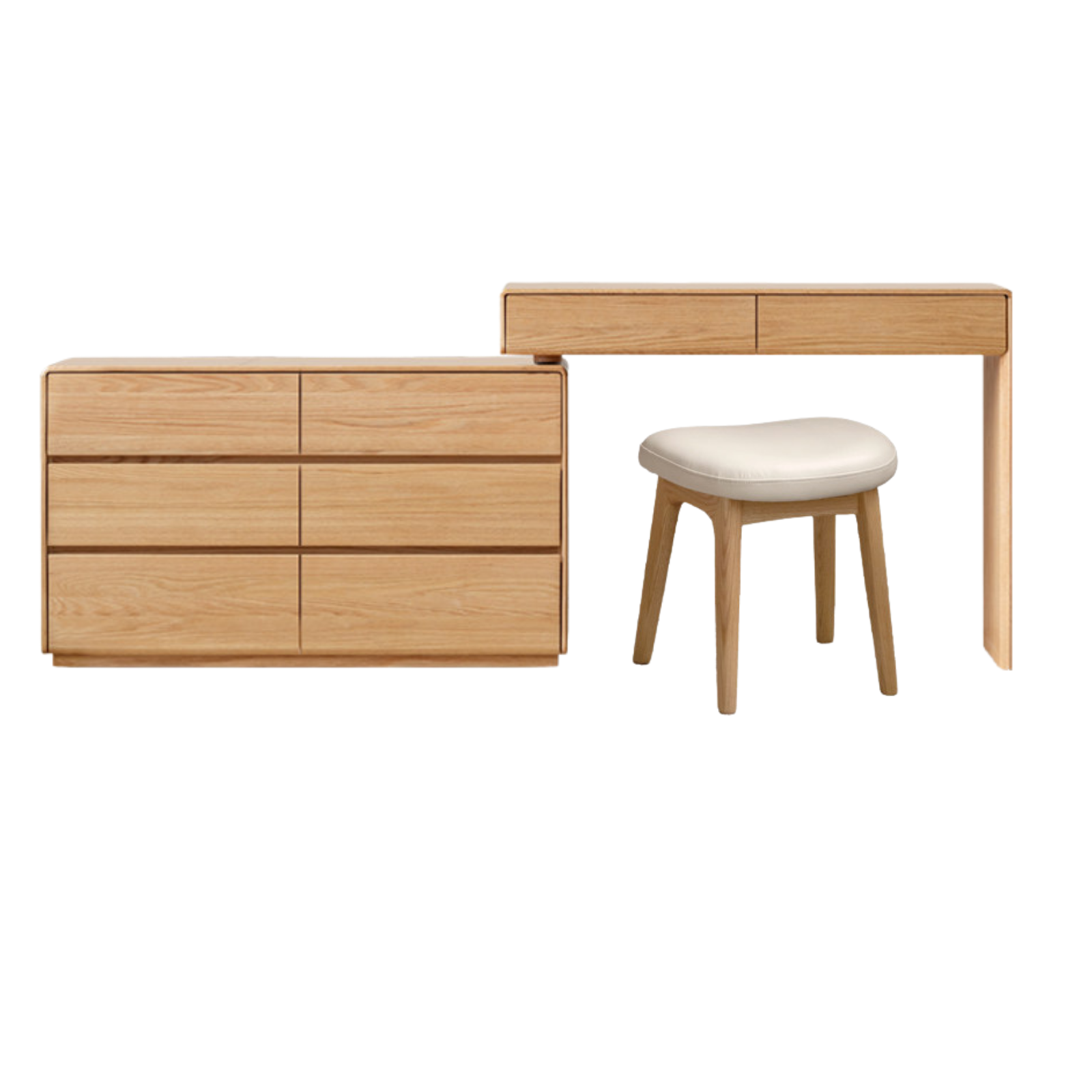 Oak, Ash Solid Wood Retractable Vanity Table Storage Cabinet.