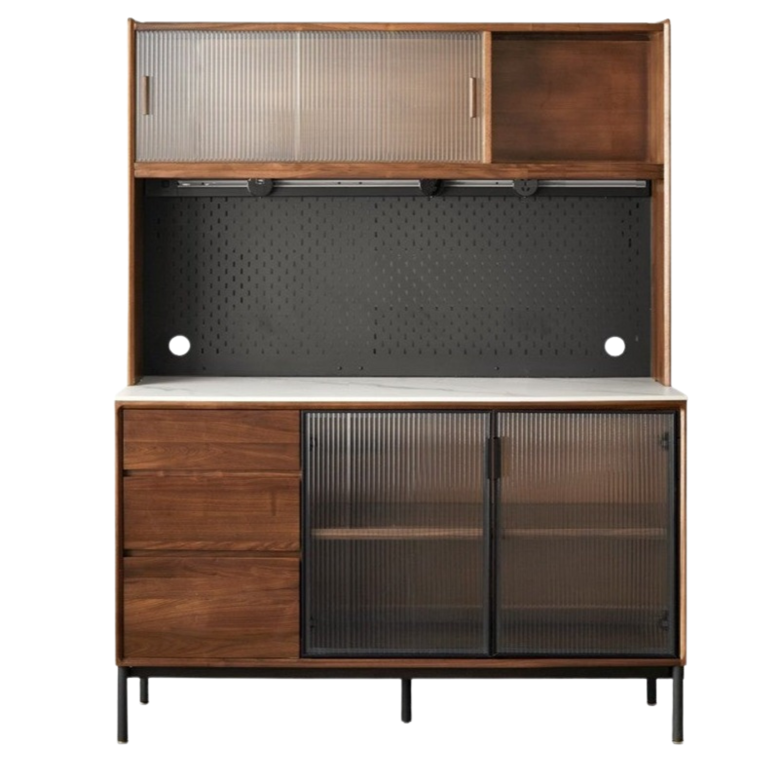 Black Walnut Solid Wood, Sandalwood Rock Sideboard Buffet Cabinet