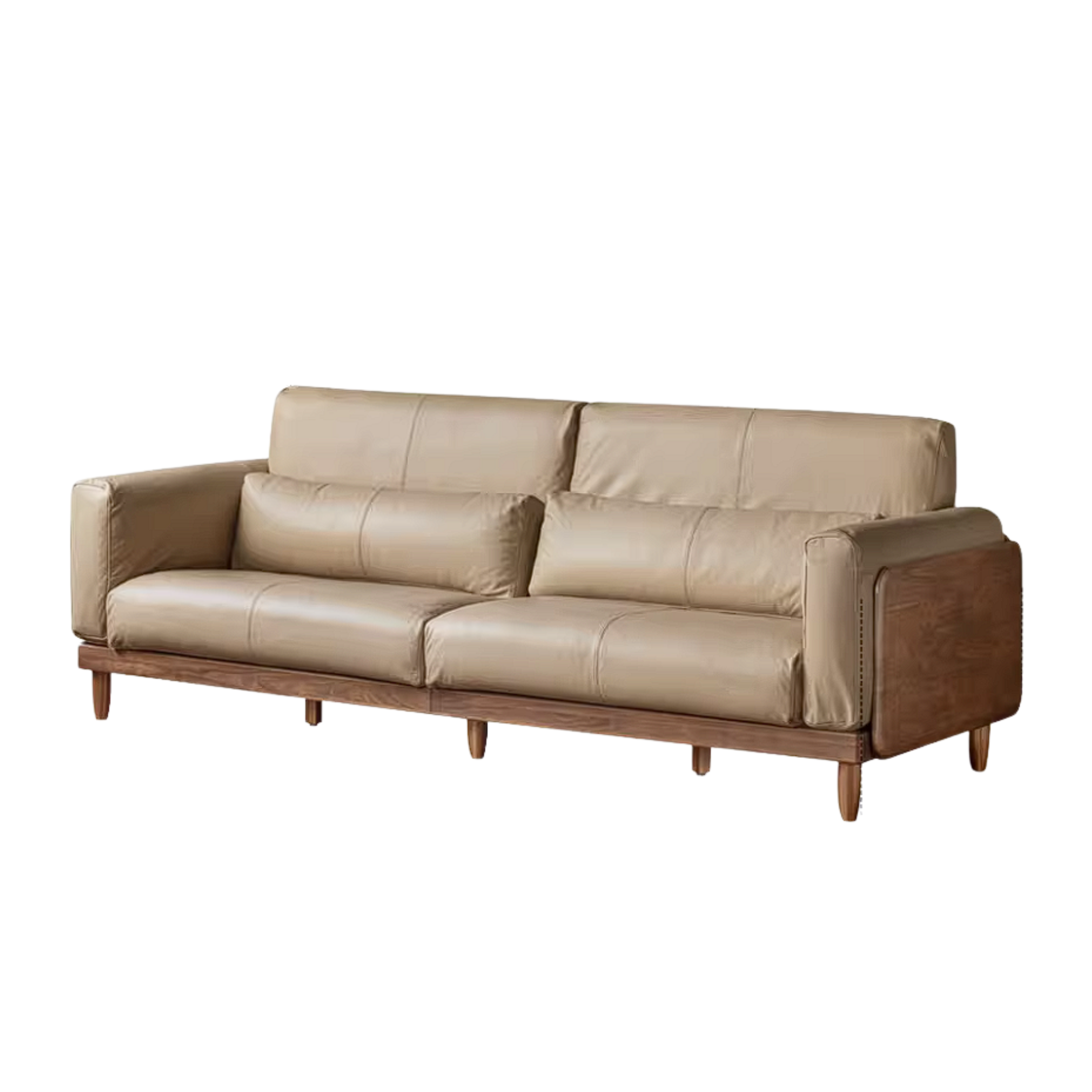 Black Walnut, Golden Sandalwood Solid Wood Sofa with Extra-Deep Seat