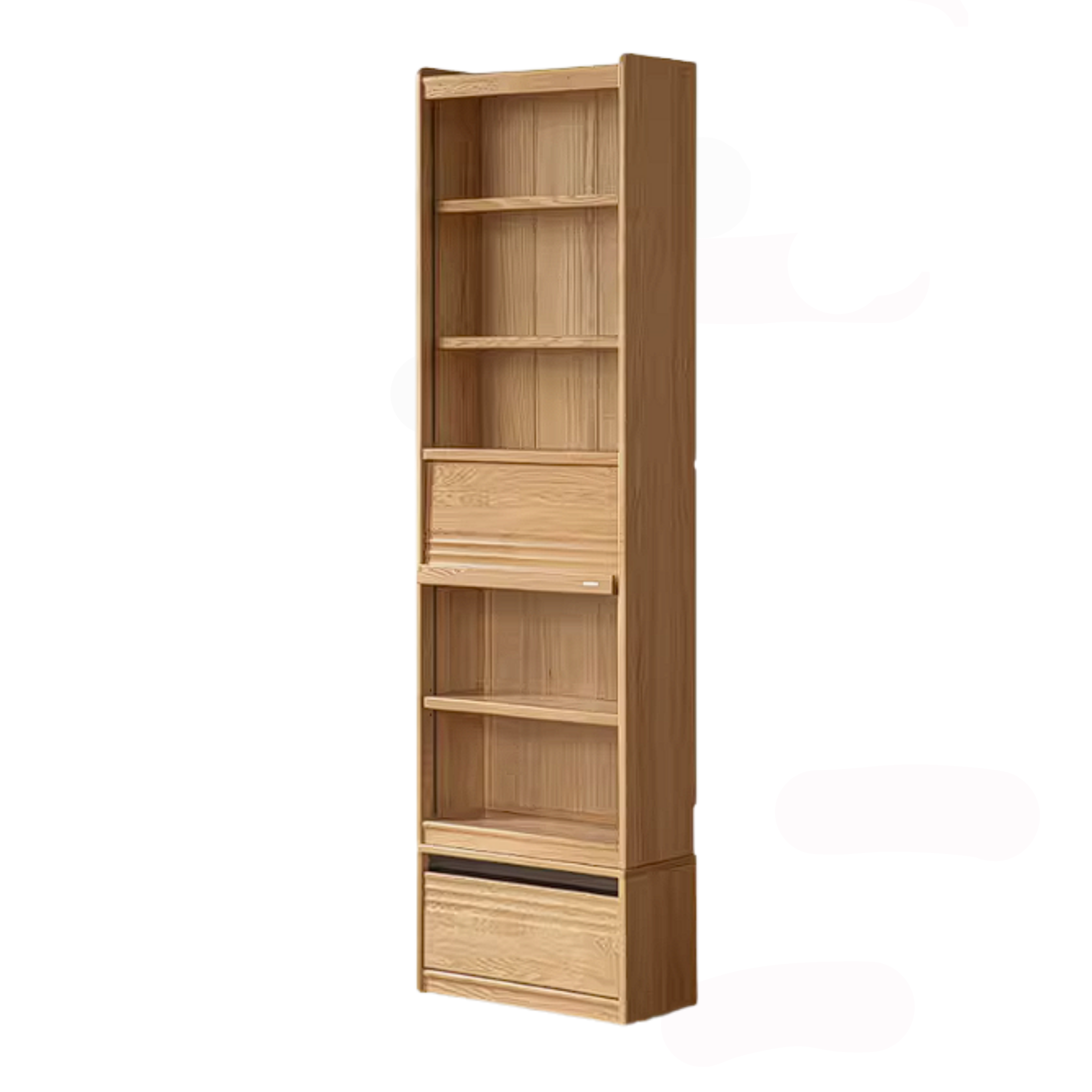 Oak Solid Wood Bookshelf with Integrated Booth Seating