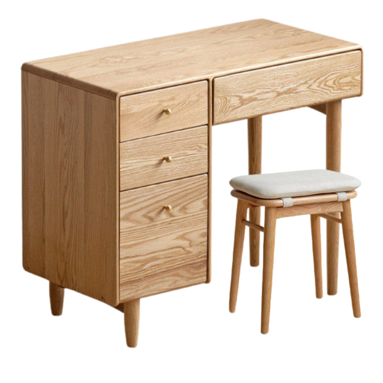 Oak Solid Wood Vanity Table Atmosphere With Lights.