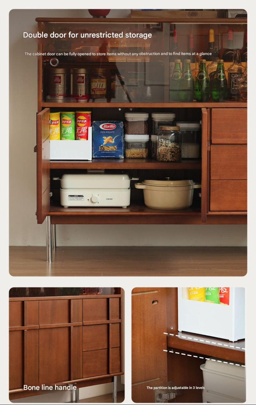 Poplar Solid Wood Medieval Style Side Cabinet.