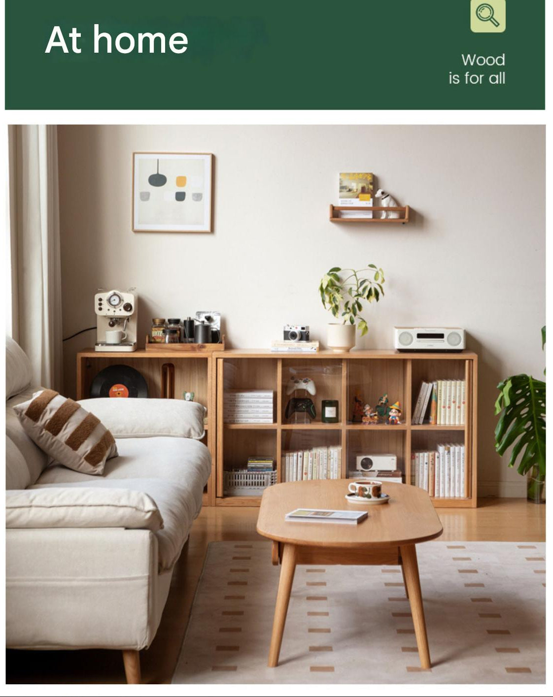 Oak Solid Wood Combination Bookcase.