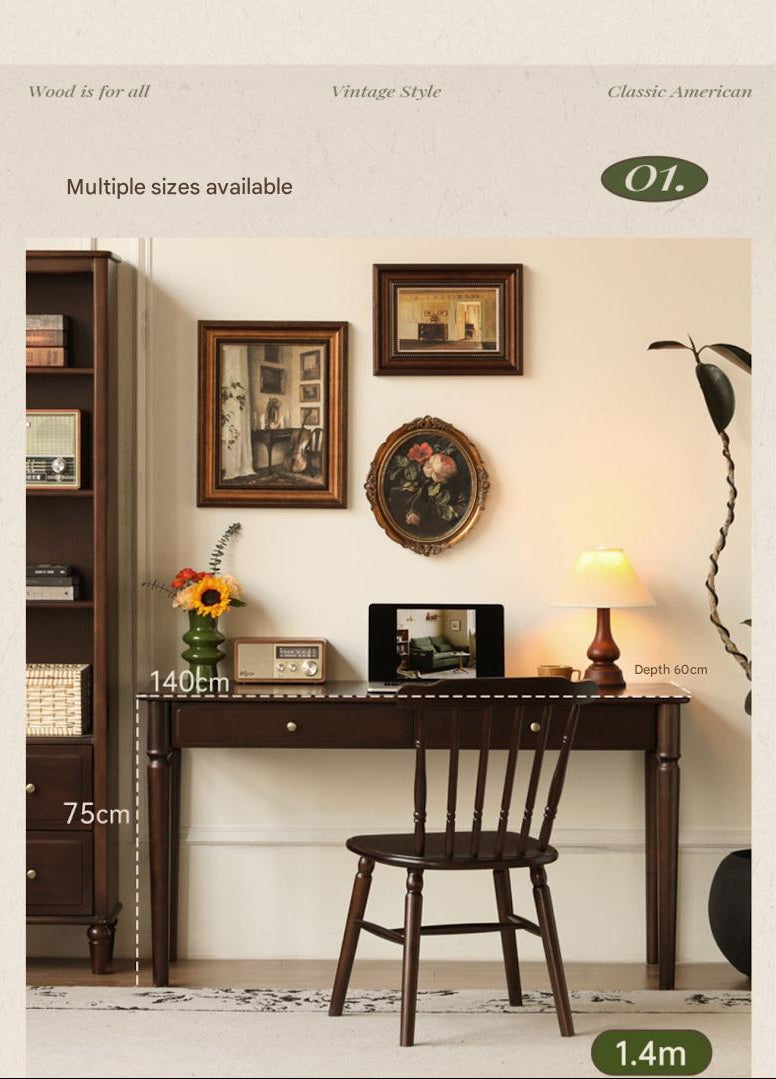 Black Walnut, Poplar Solid Wood American Retro Desk