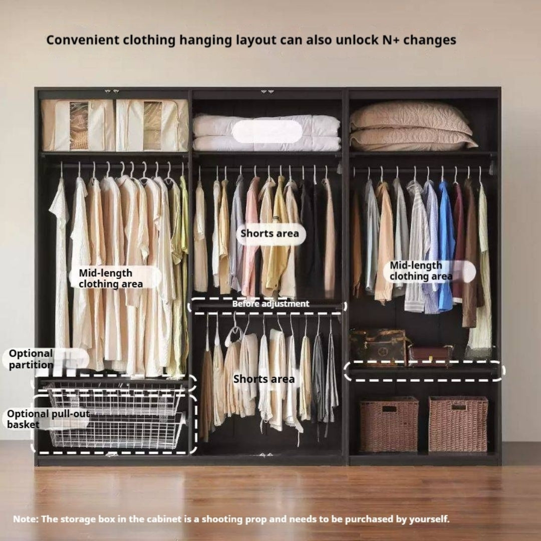 Pine Solid Wood Wardrobe Modern Simple