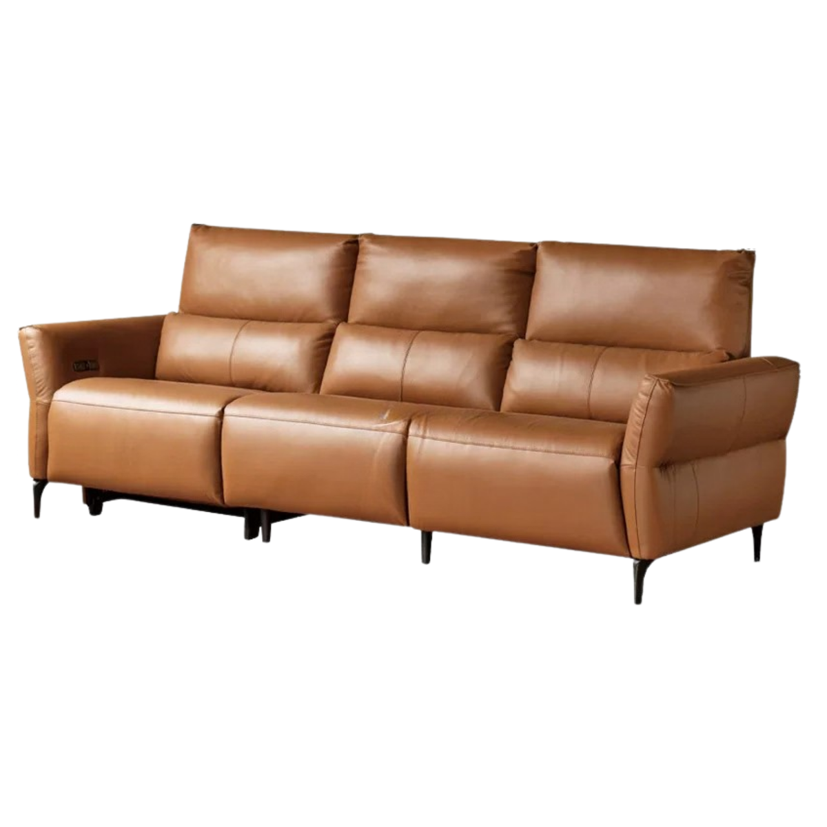 Genuine Leather Power Reclining Sofa with High Back, Single or Dual Power Recliners & USB Charging