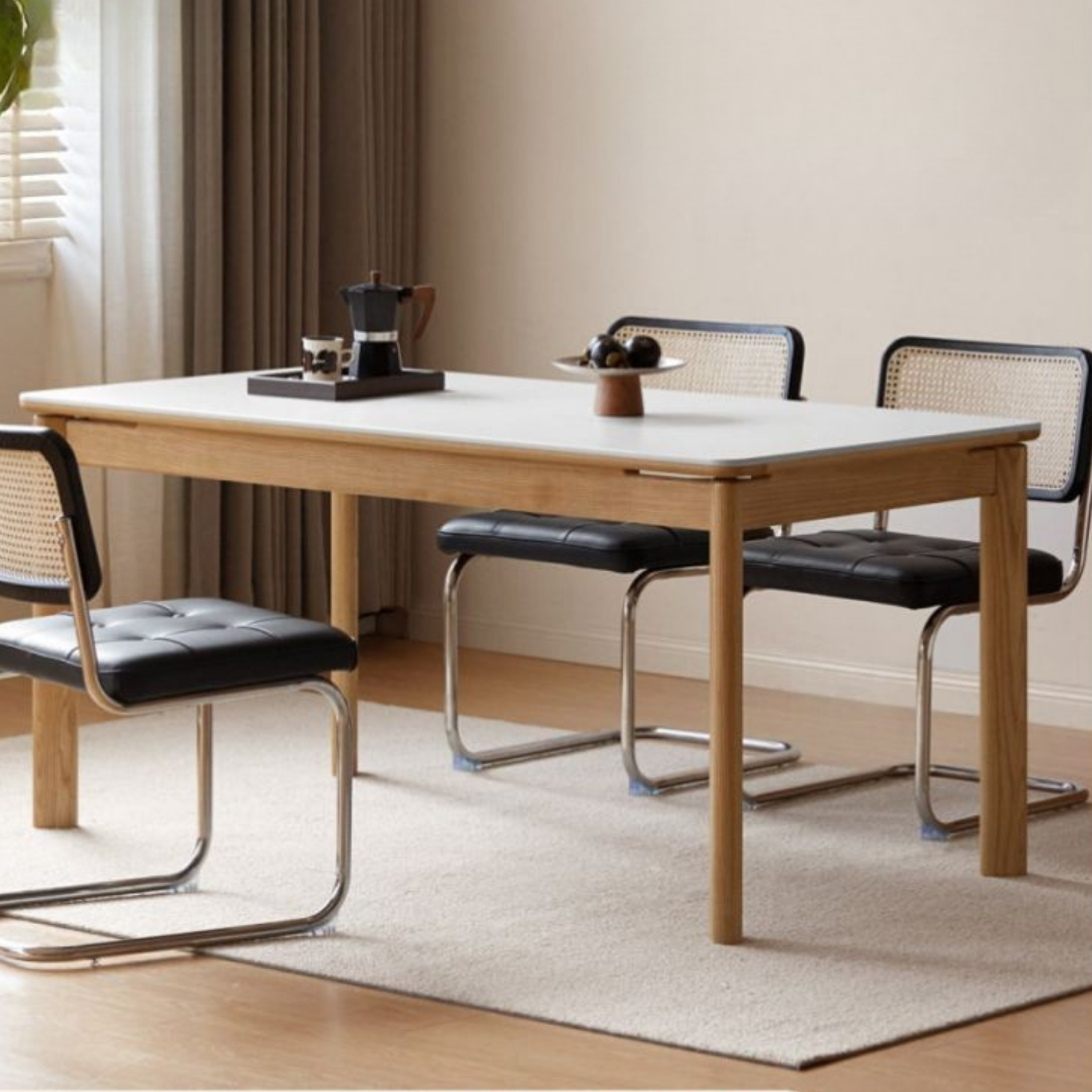 Ash, Oak Solid Wood Modern Minimalist Style Slab Dining Table