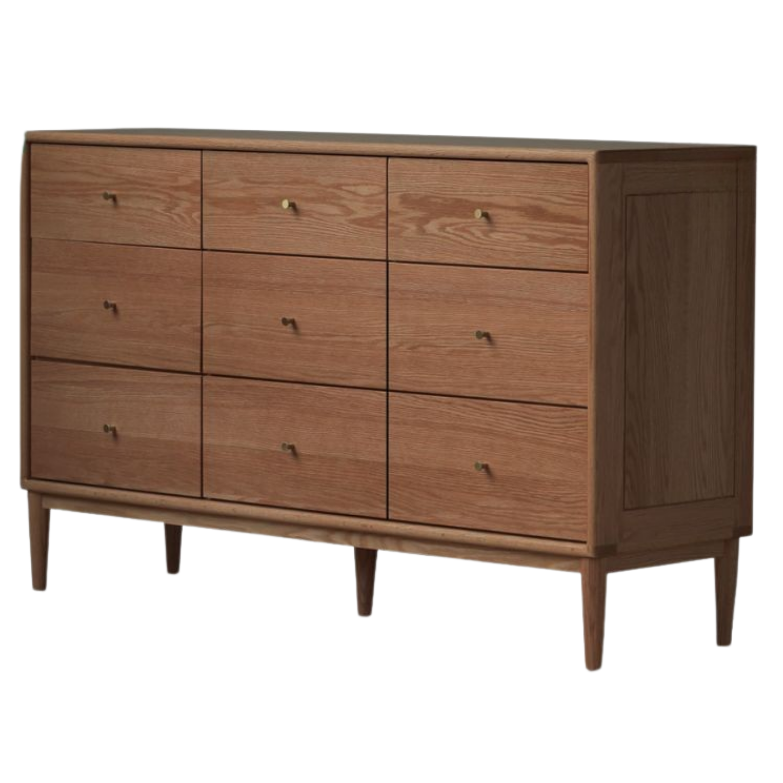 Oak, Solid Rubberwood Modern Minimalist Chest of Drawers