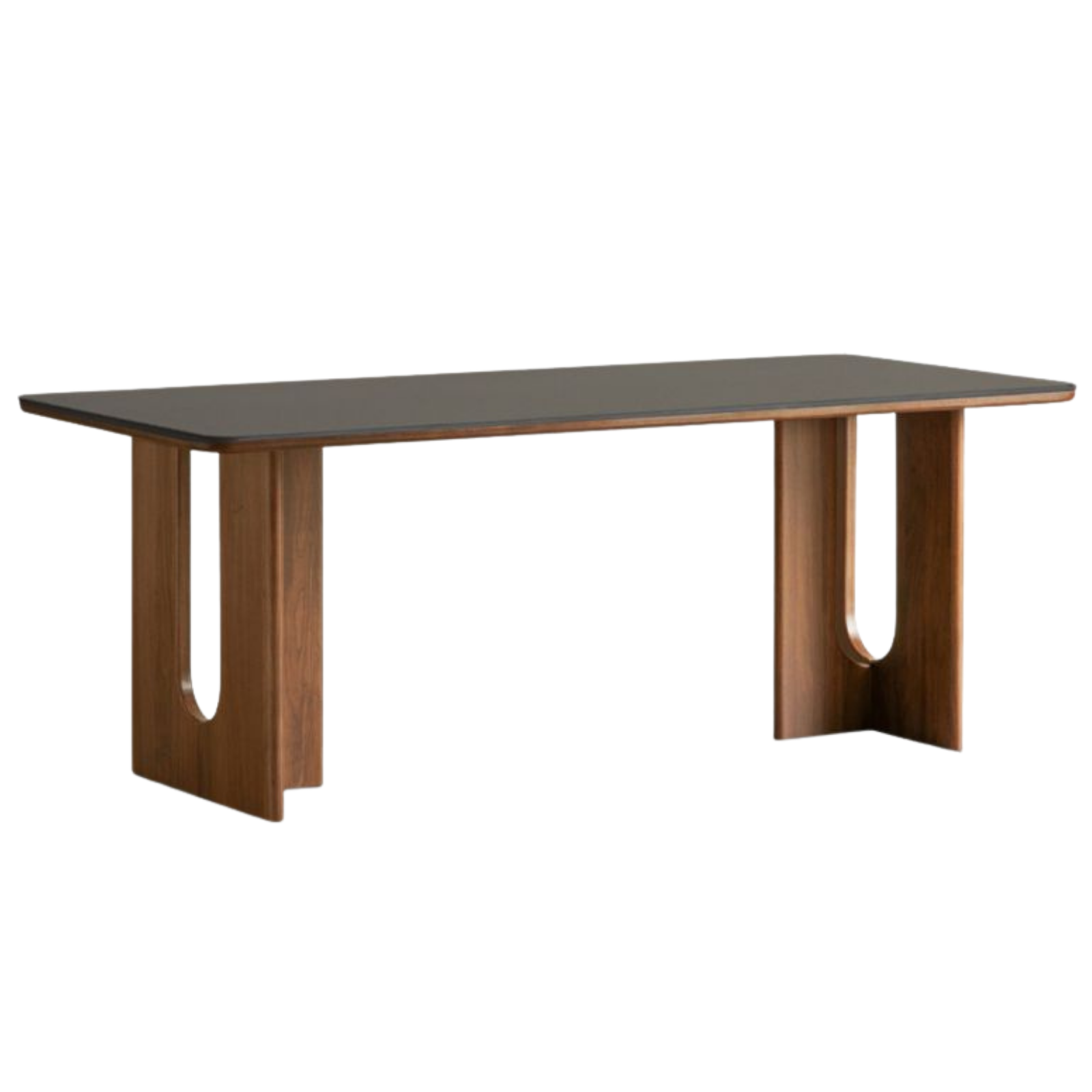 Black Walnut Solid Wood Light Luxury Style Rock Plate Dining Table