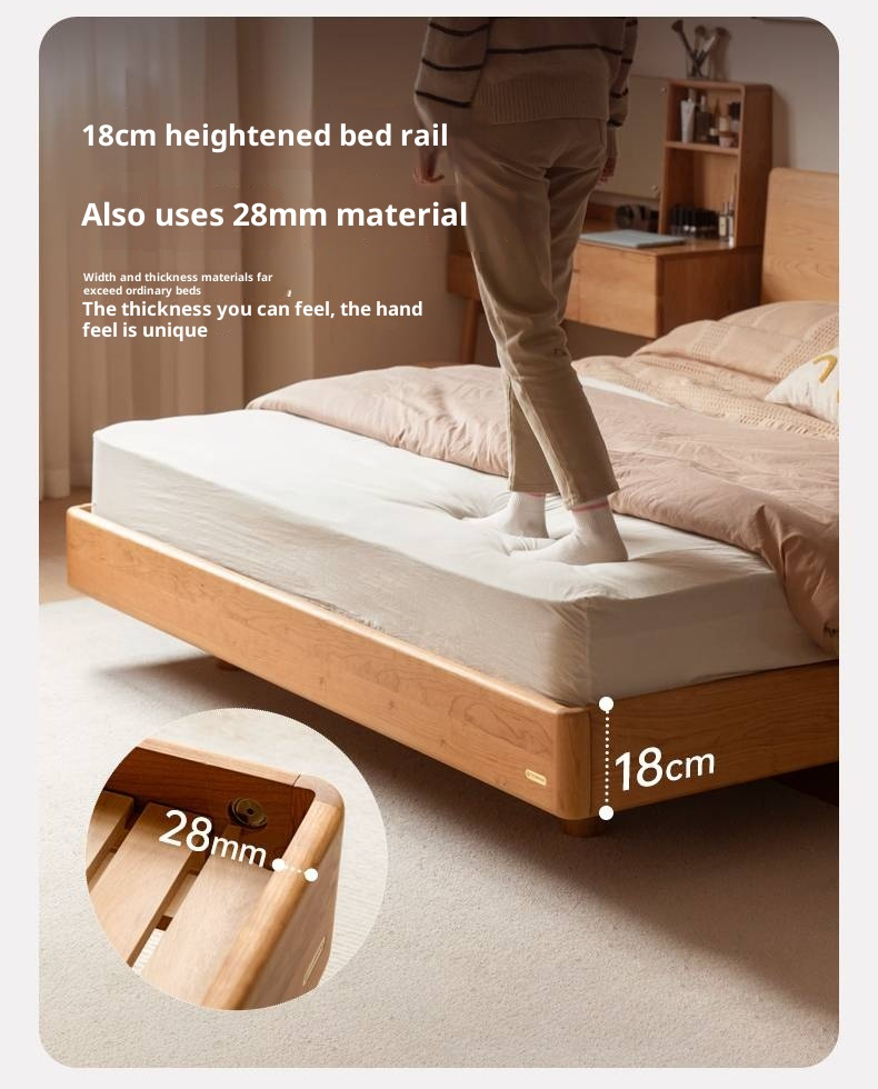 Cherry Solid Wood Bed Modern Style