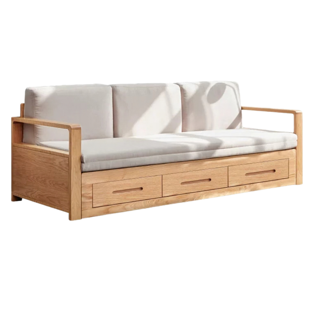 Oak, Ash Solid Wood Wood Daybed with Trundle and Storage Drawers