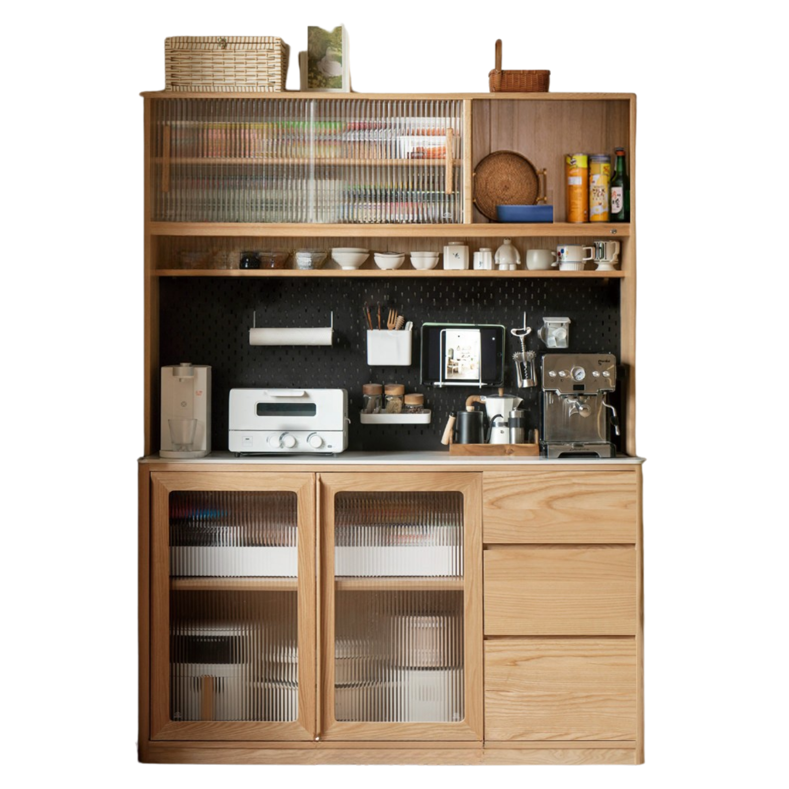 Ash Solid Wood White Wax Rock Plate Sideboard