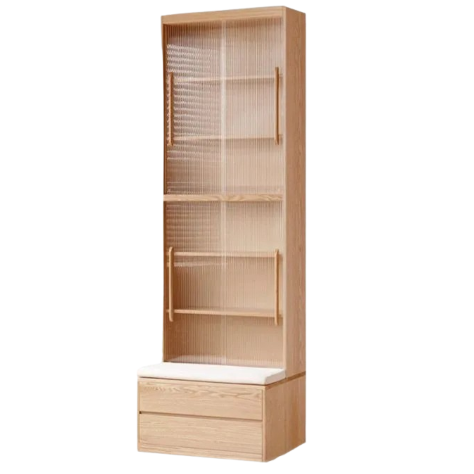 Ash Solid Wood Wall-Mounted Bookcase with Integrated Study Shelf