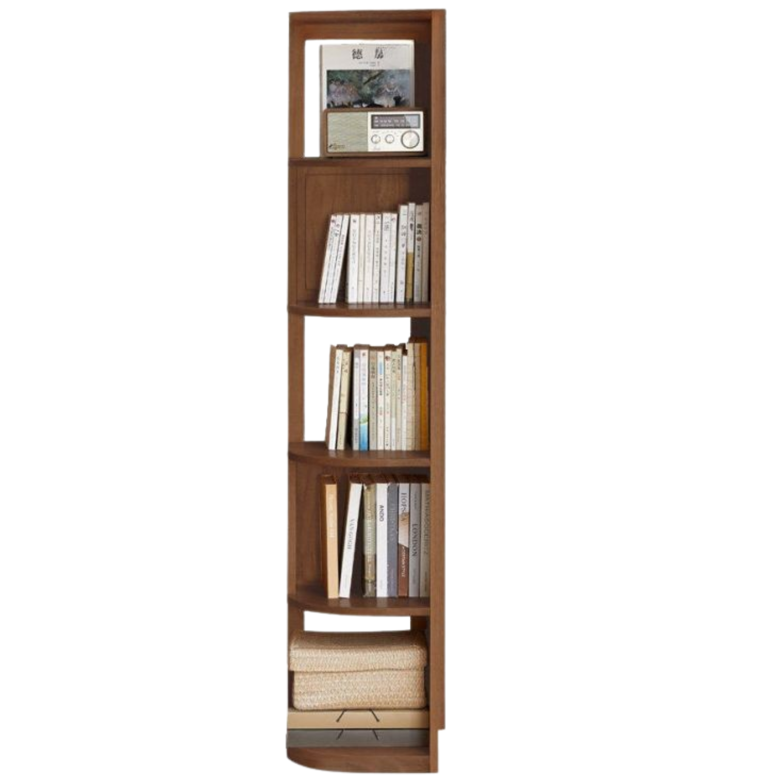 Solid Rubberwood, Oak, Ash Solid Wood Triangle Corner Bookshelf with Multi-Layer Shelving