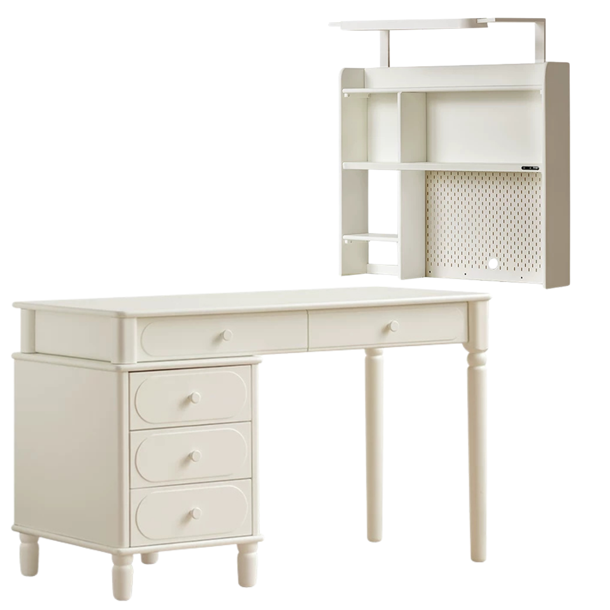 Solid Rubberwood Cream Style Kids Desk