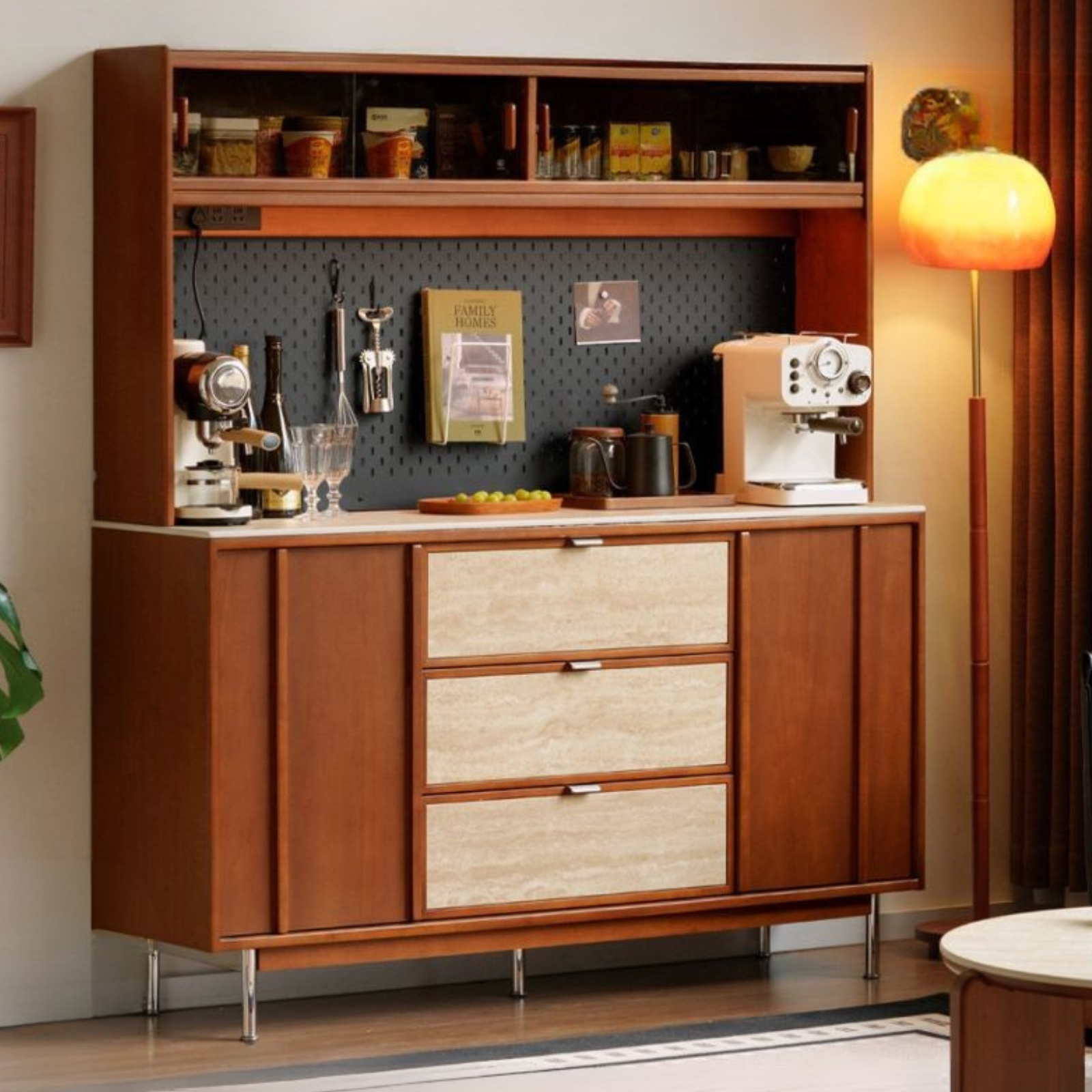 Poplar Solid Wood Medieval Style Retro Buffet