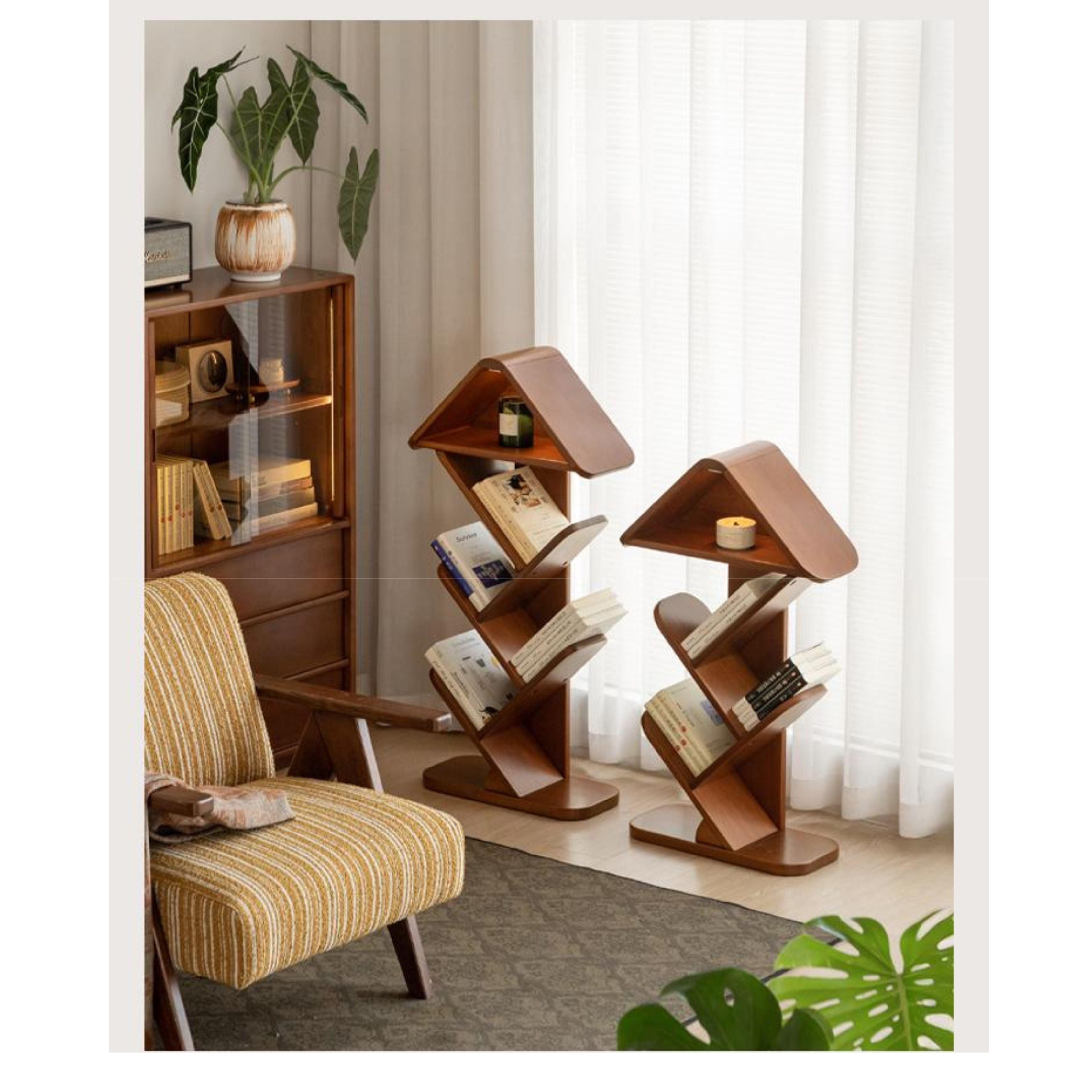Poplar Solid Wood Medieval Style Retro Bookshelf