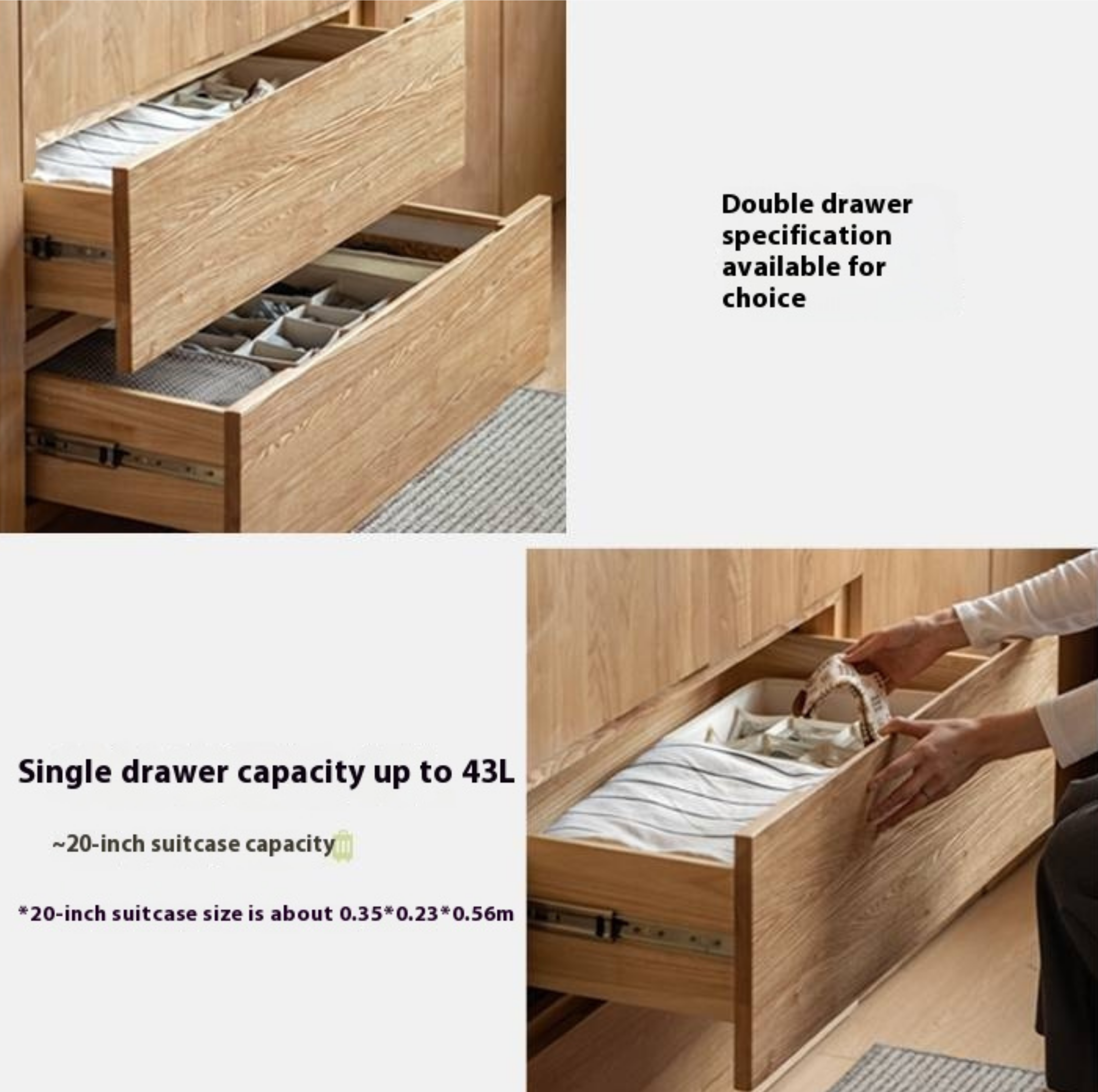 Ash Solid Wood Open Door Storage Cabinet