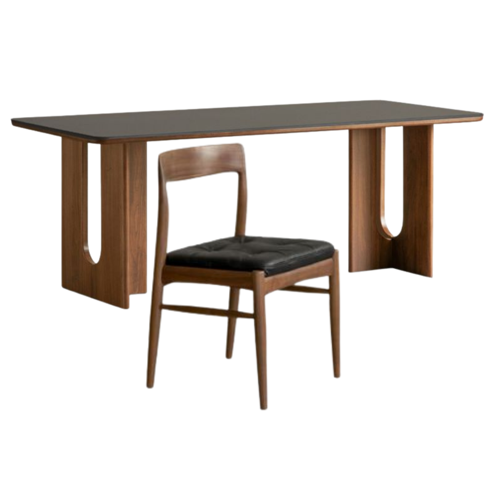 Black Walnut Solid Wood Light Luxury Style Rock Plate Dining Table