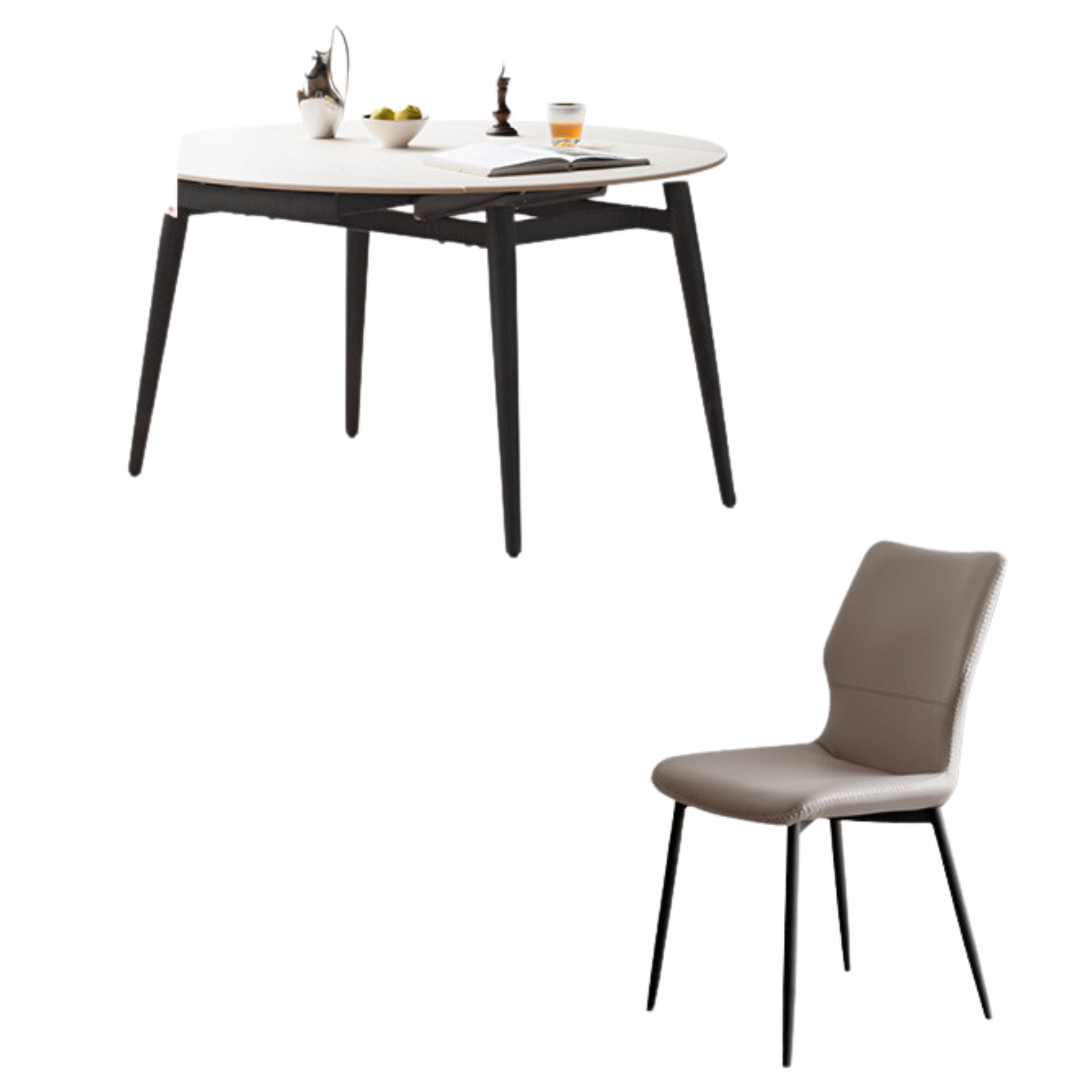 Folding Rock Table Metal Legs Light Luxury Round dining table