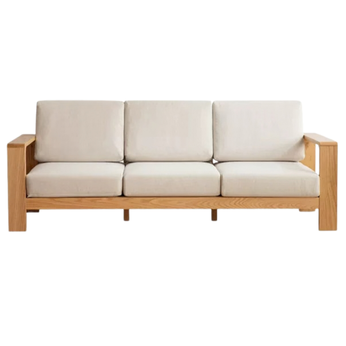 Oak Solid Wood Modern Fabric Sofa.