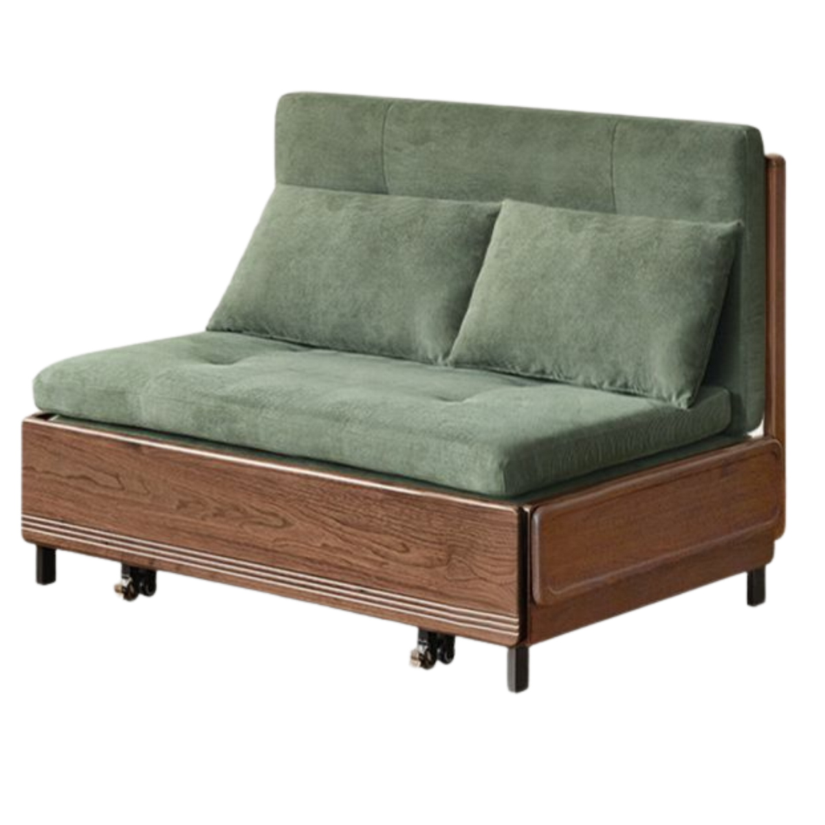 Black Walnut, Oak Solid Wood Sleeper Chair-sofa Bed with Attached Fold-Out Side Tray