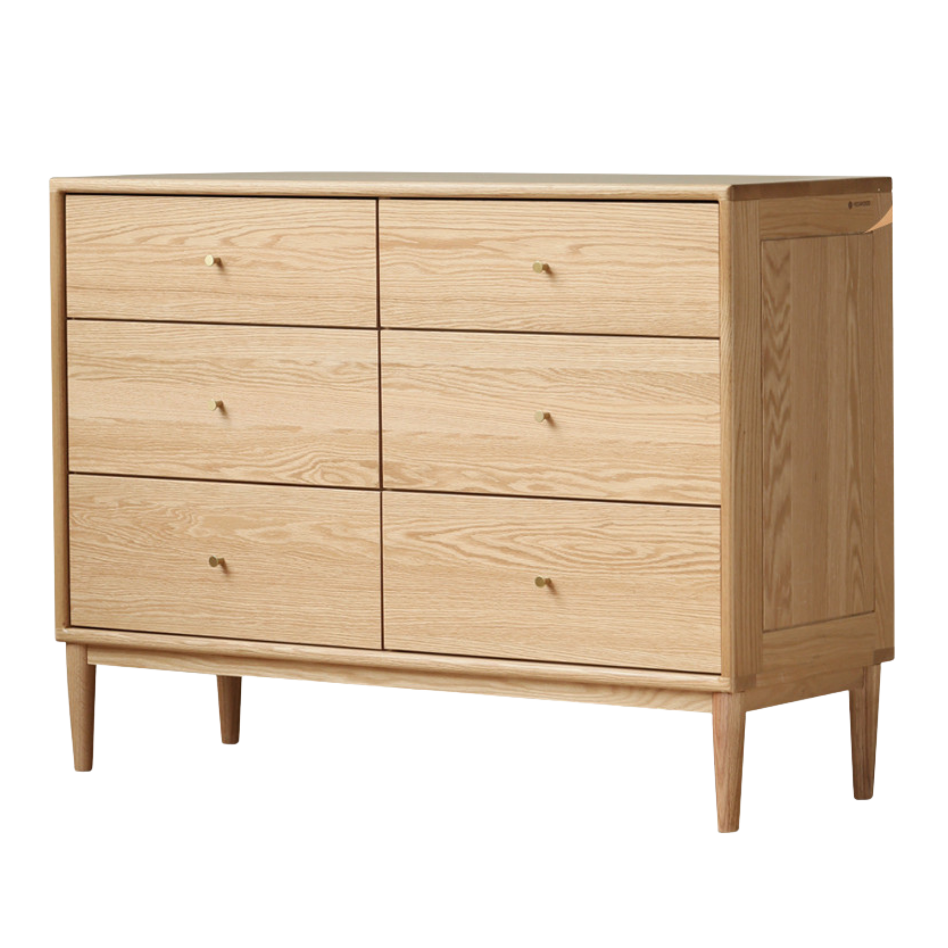 Oak Solid Wood, Solid RubberWood Nordic Chest of Drawers
