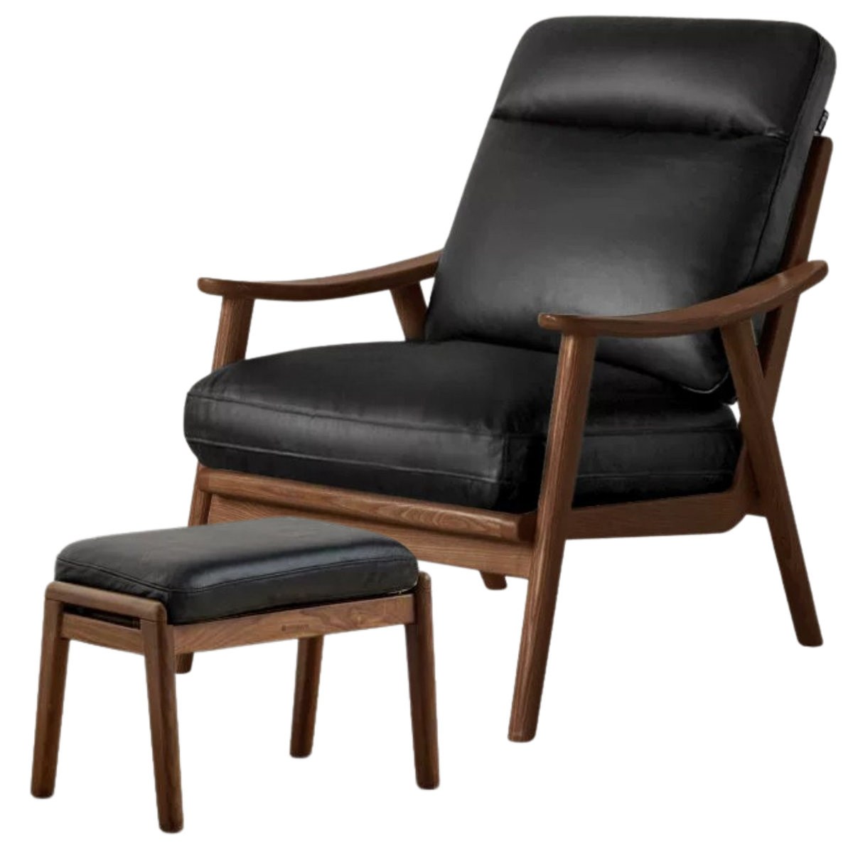 Black Walnut, Ash, Golden Pear Solid Wood Mid-Century Accent Chair with Open Arms