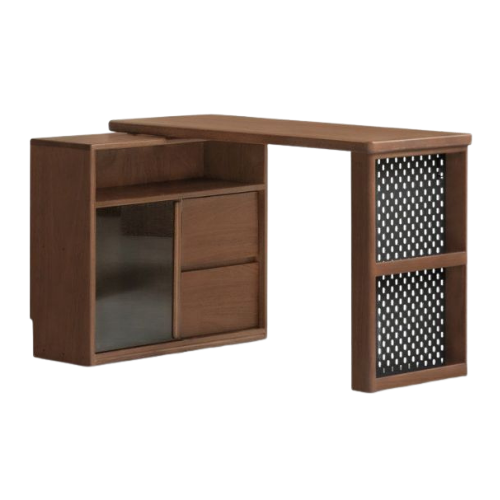 Solid Rubberwood, Oak Solid Wood Telescopic Corner Office Desk