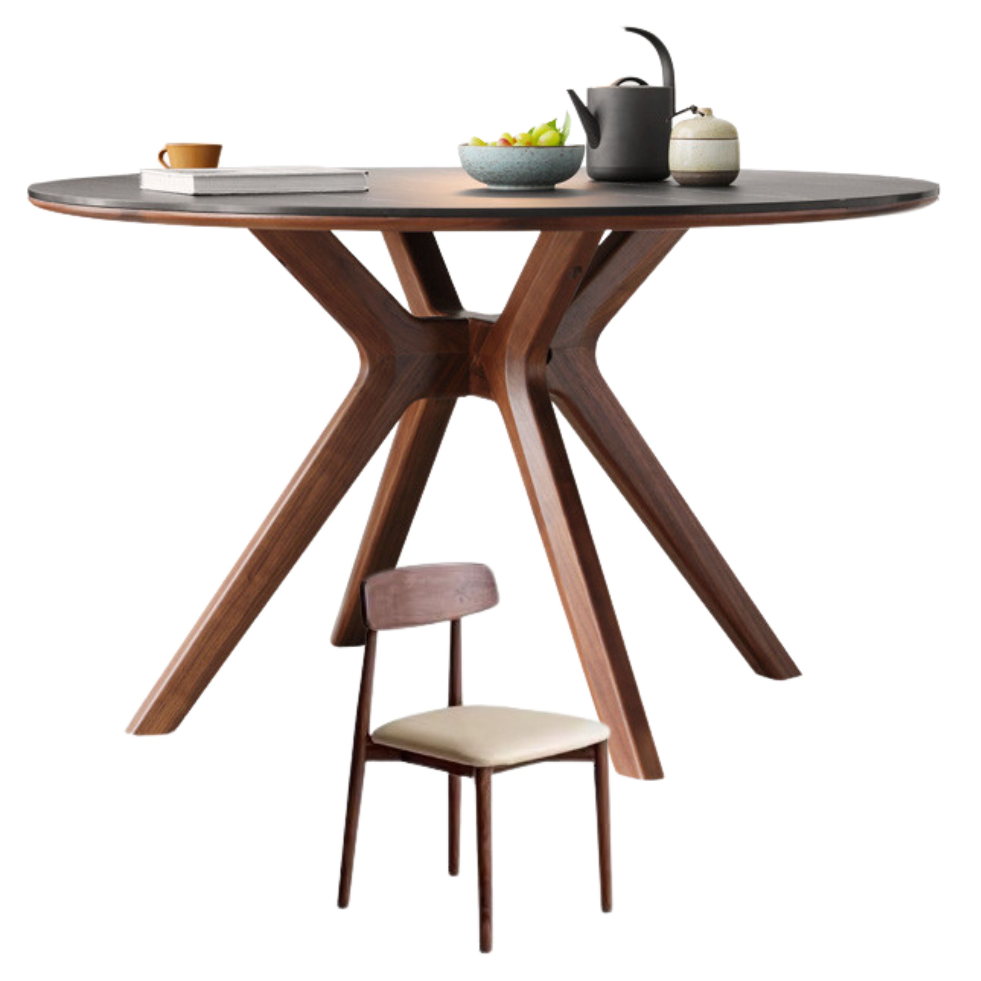 Black Walnut Solid Wood  round Dining Table