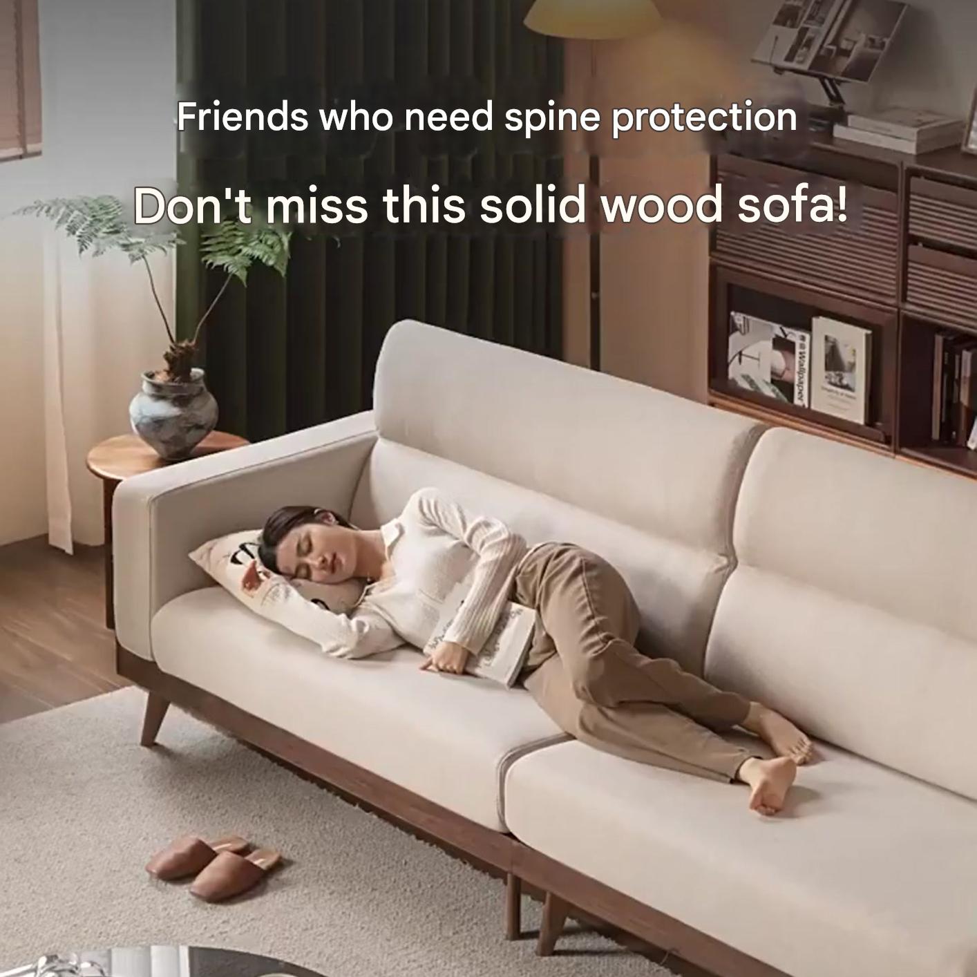 Black Walnut Solid Wood fabric sofa high back