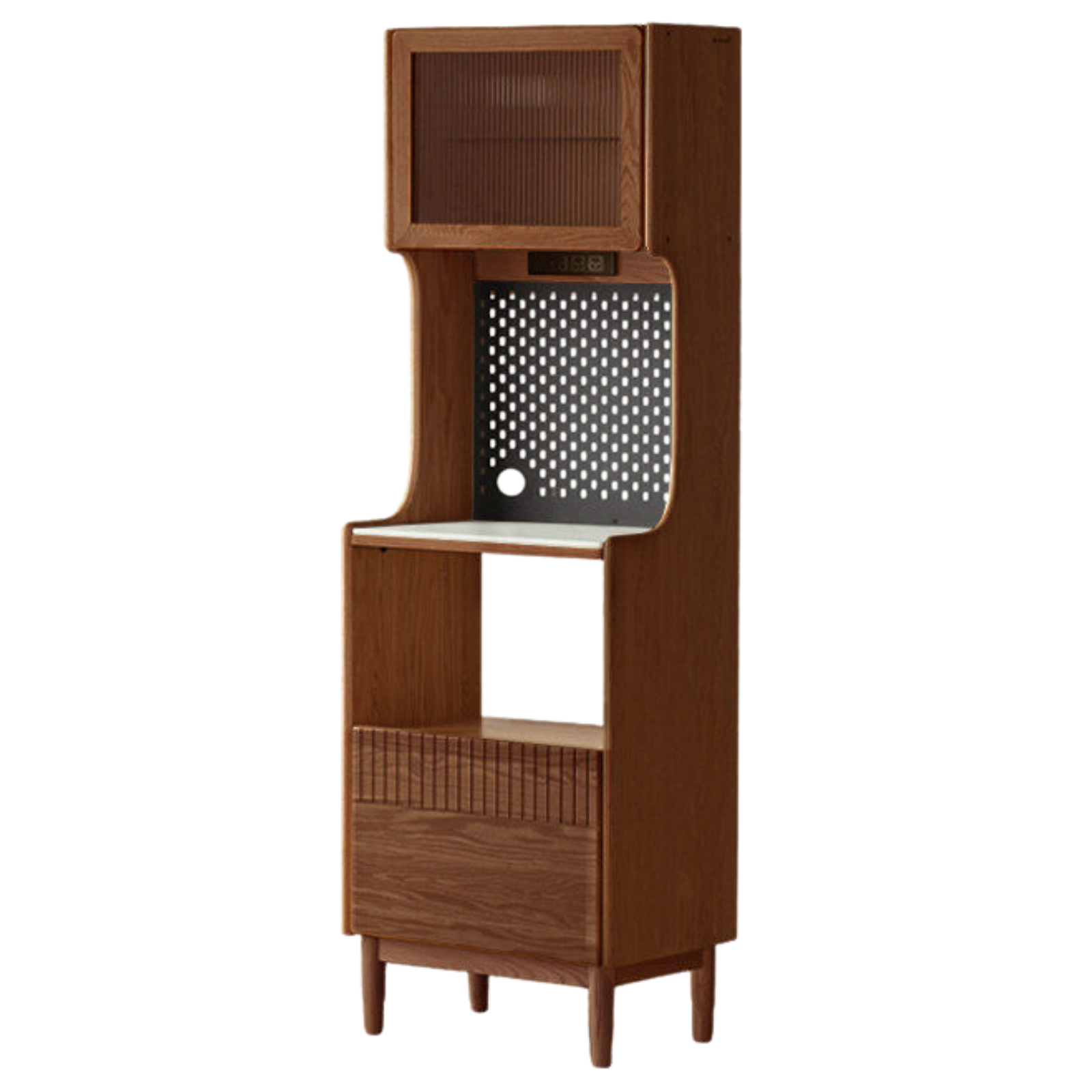 Solid RubberWood, Oak Solid Wood Sideboard Rock Board LED Light