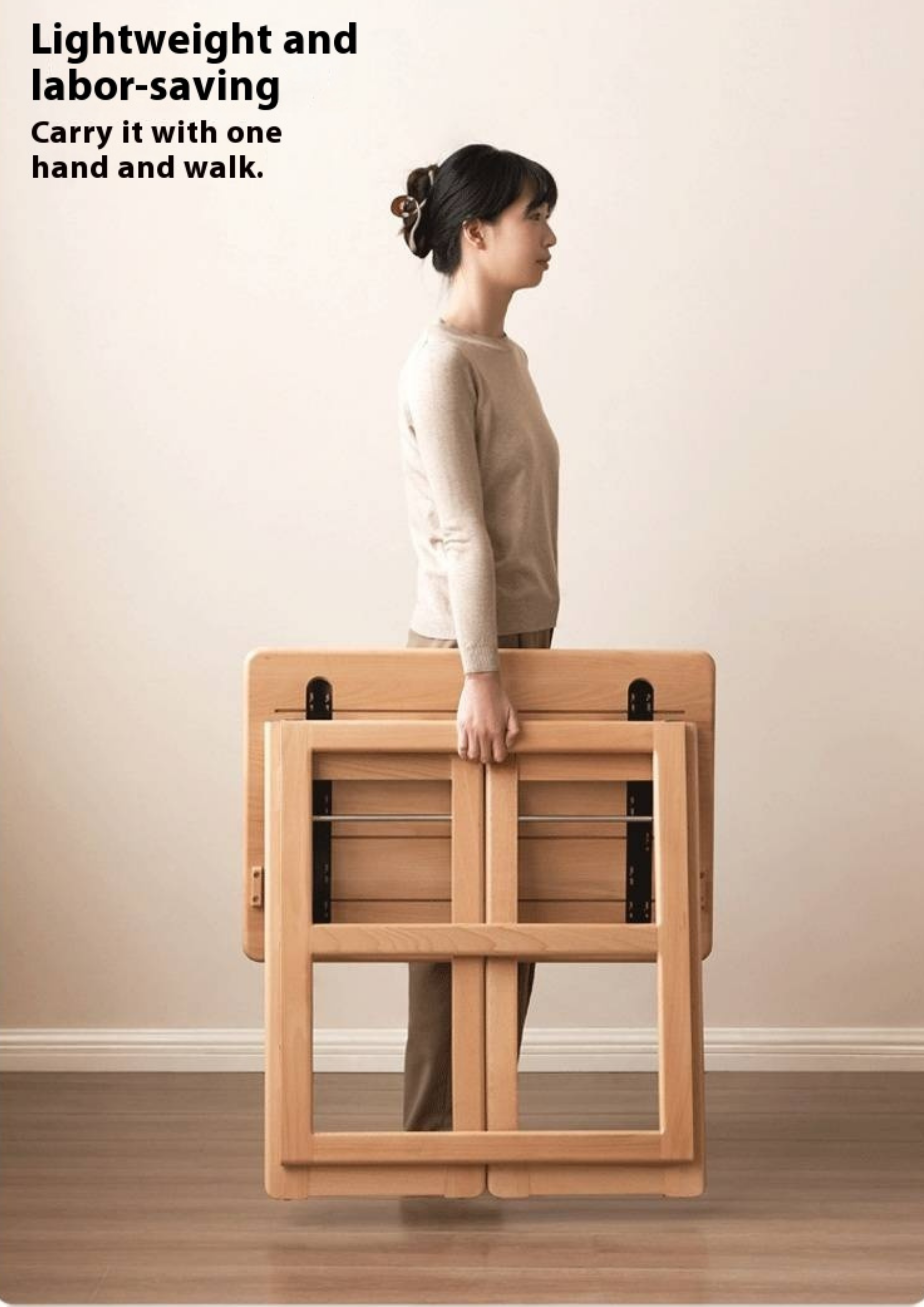 Beech Solid Wood Folding Study Table