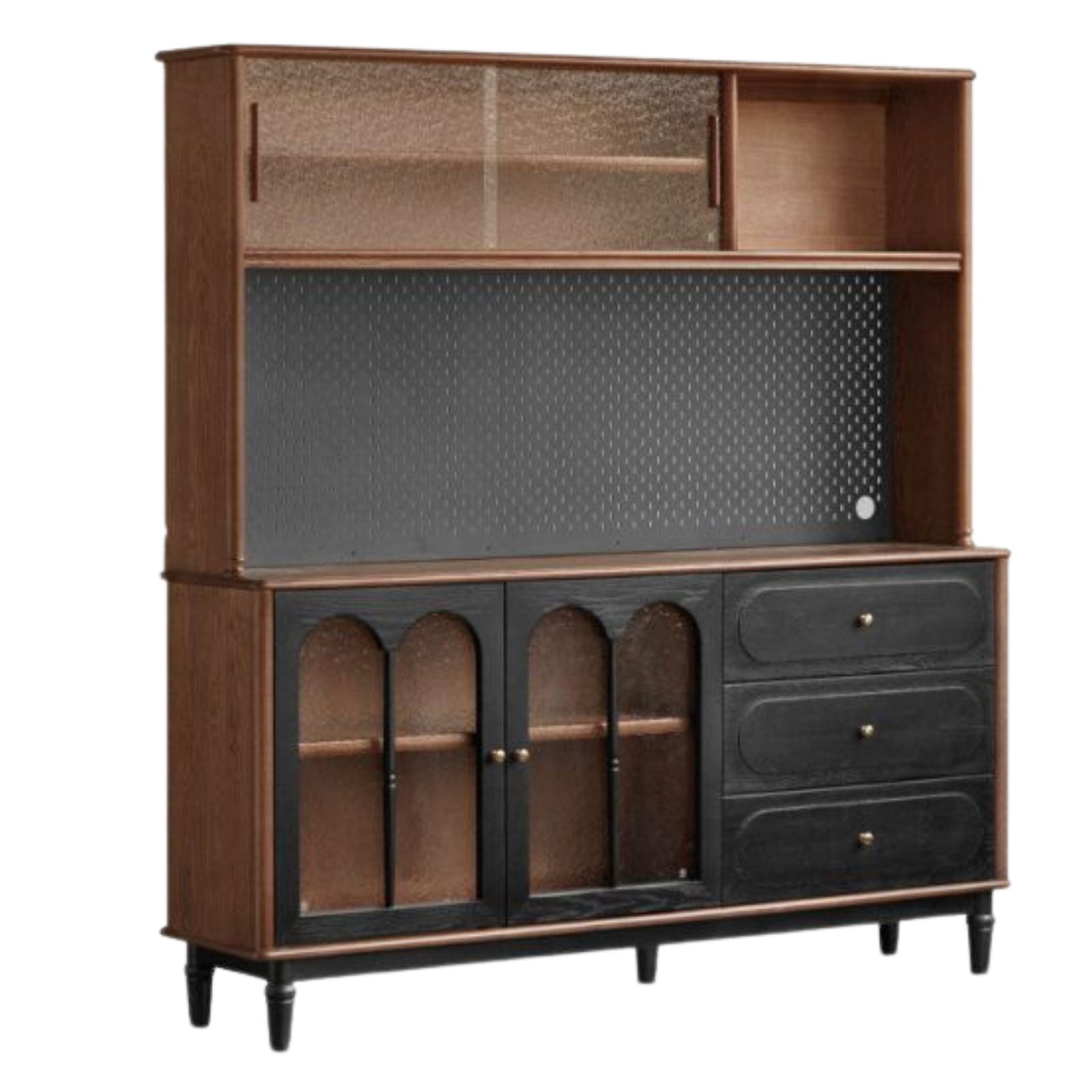 Ash Solid Wood Sideboard with American Retro Style and Storage Cabinet