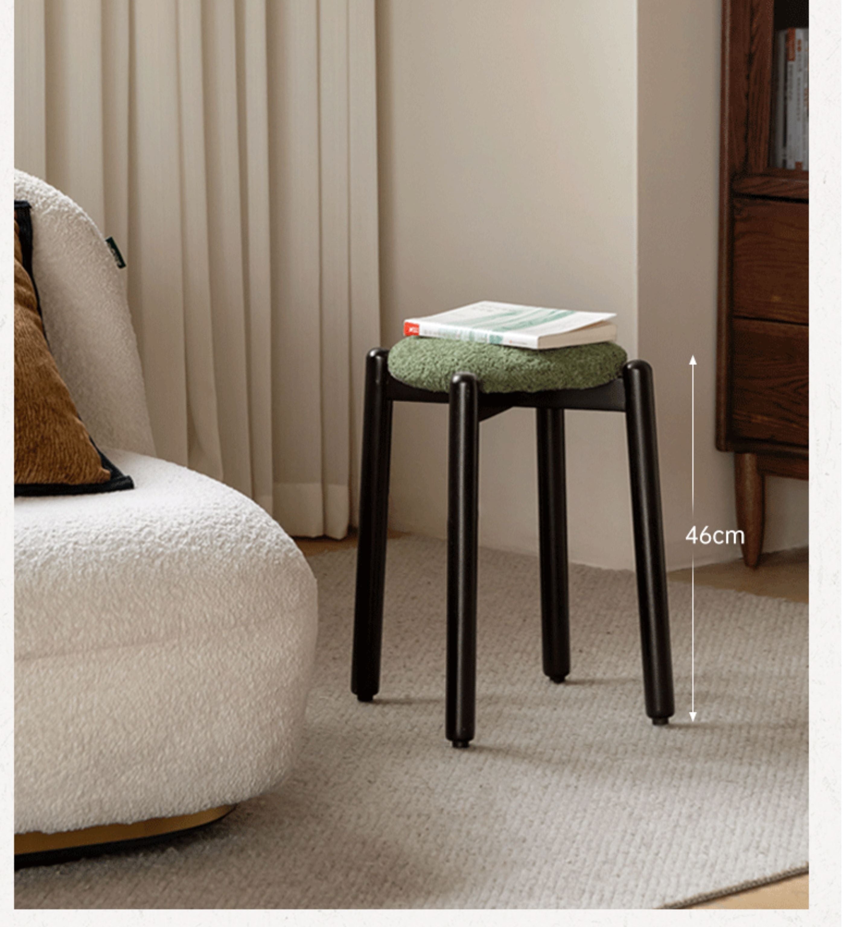 Solid Rubberwood Modern Stacking Stool