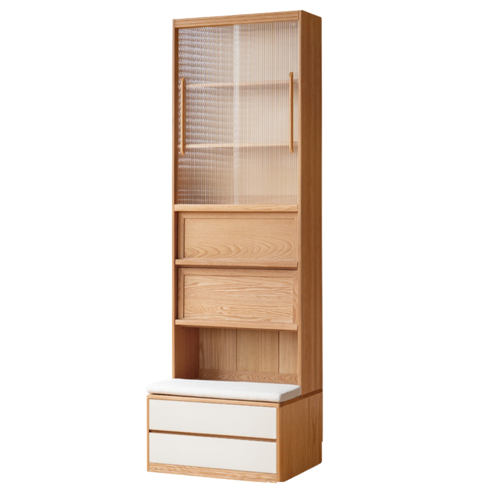 Oak Solid Wood Cream Style Bookcase