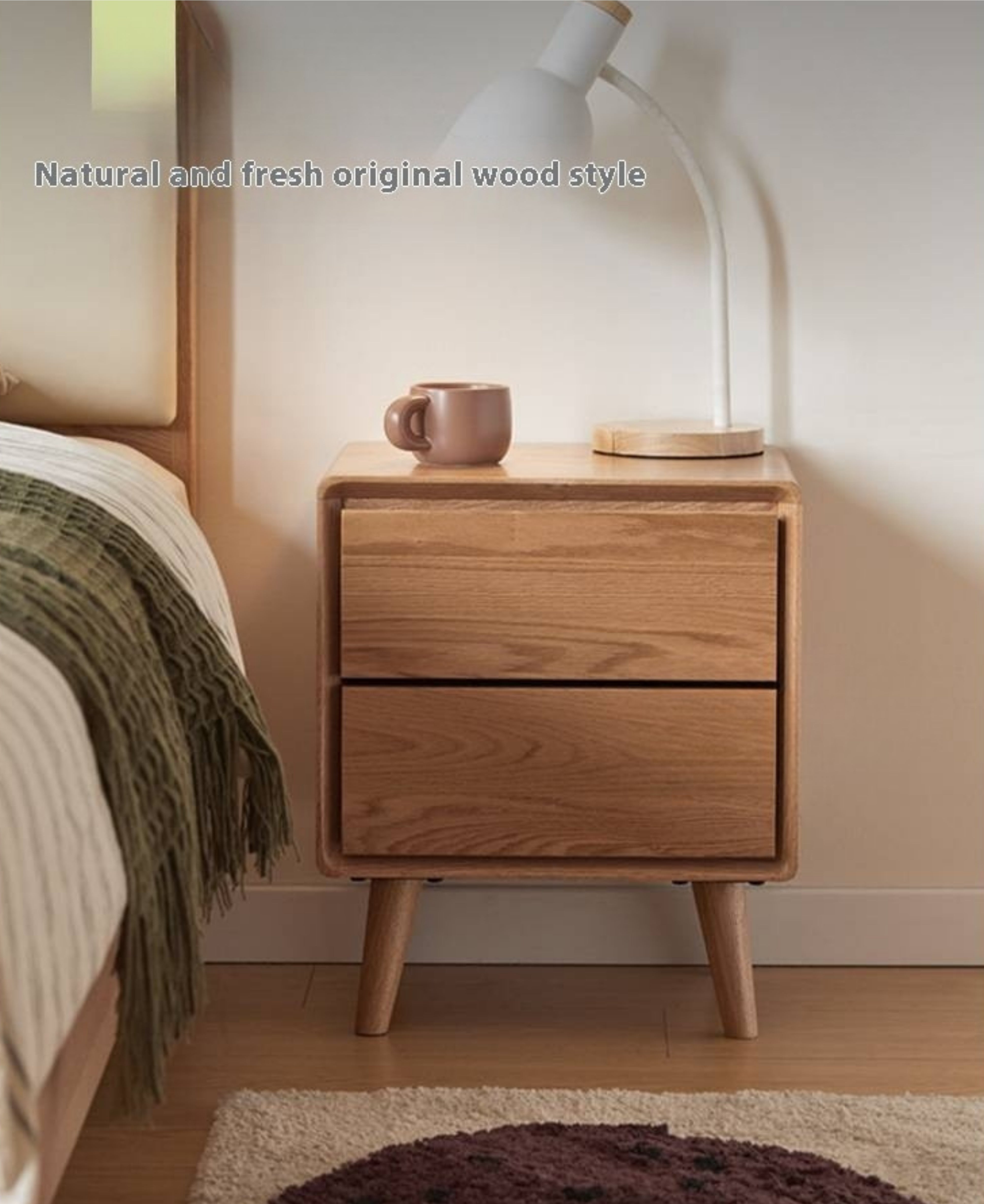 Ash, Oak Solid Wood Modern Nightshand