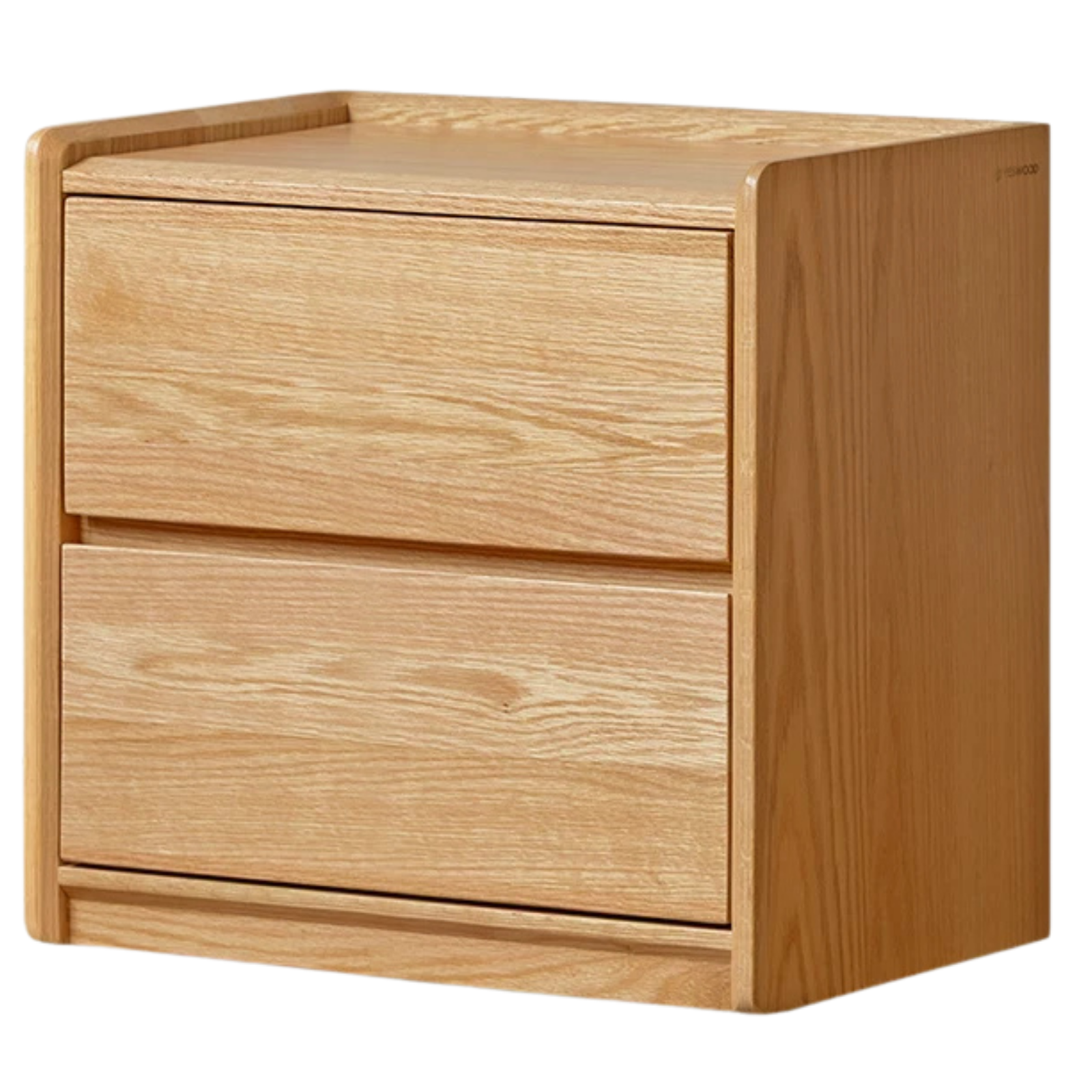 Oak Solid Wood, Solid Rubberwood Two Drawer Nightstand.