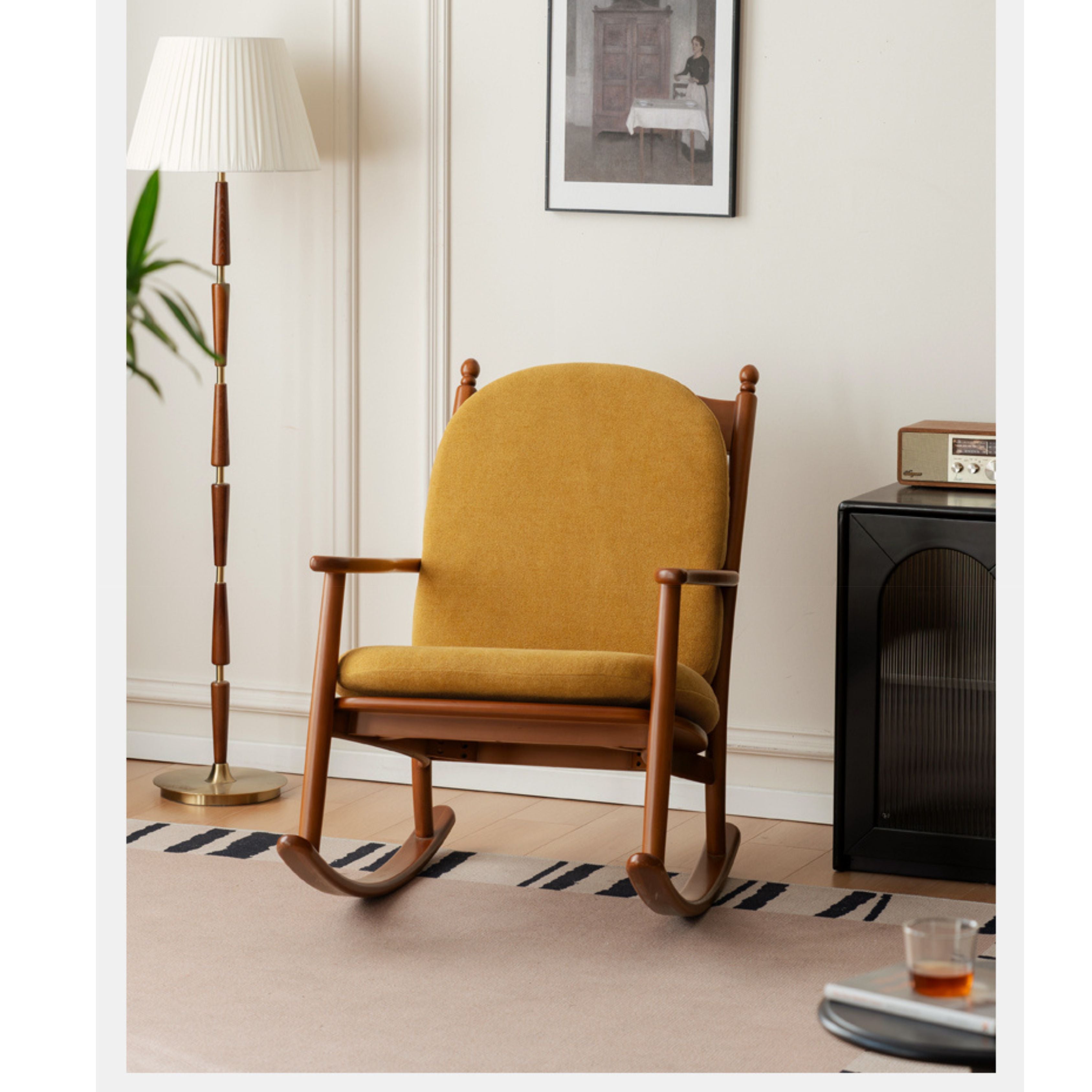 Beech Solid Wood Middle Ages Rocking Sofa Chair